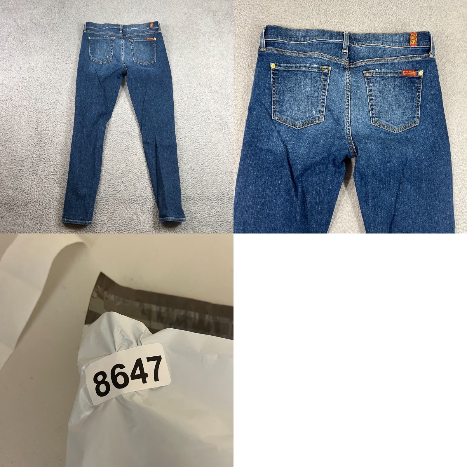 7 For All Mankind VINTAGE 7 For All Mankind Jeans Womens Slim Skinny Blue 32x29 5-Pocket Denim Stretch Distressed Size 24" / US 00 / IT 34 - 8 Thumbnail