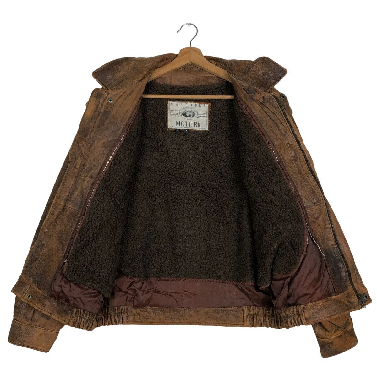 Genuine Leather 🔥Vtg Bomber Leather Jacket Fly Military Mother Harajuku Size US M / EU 48-50 / 2 - 11 Thumbnail