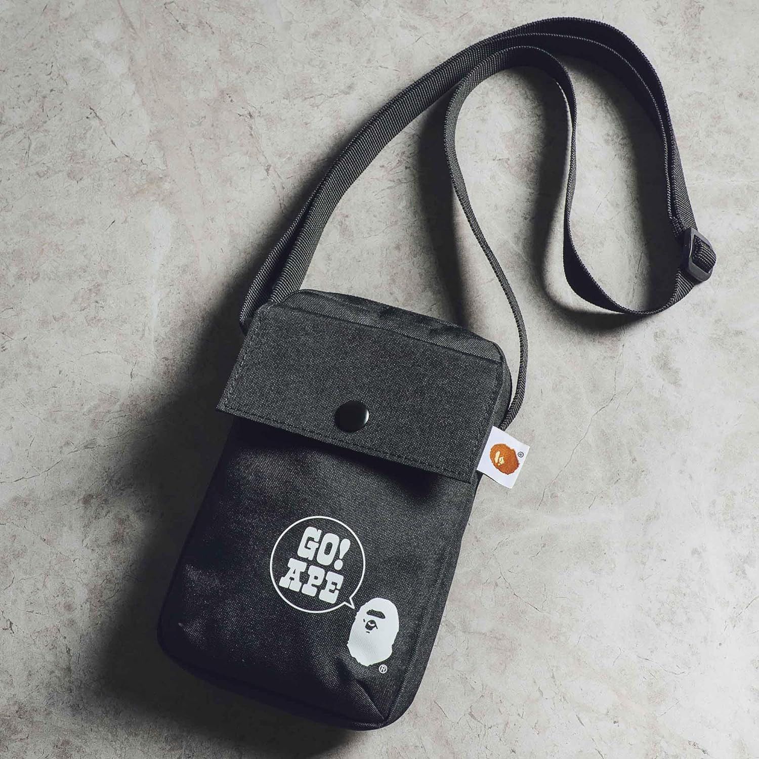 Bape Shoulder Bag Logo Sling Cross Body Pouch Wallet in Black, Men's