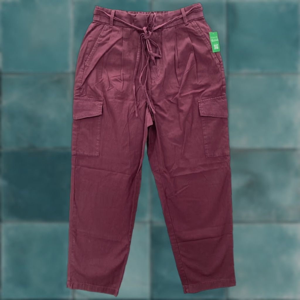 Gap GAP Pants Jogger 4 Purple 100% Cotton Belted High Rise NWT Women’s Cargo Pants Gap Size 27" / US 4 / IT 40 - 1 Thumbnail