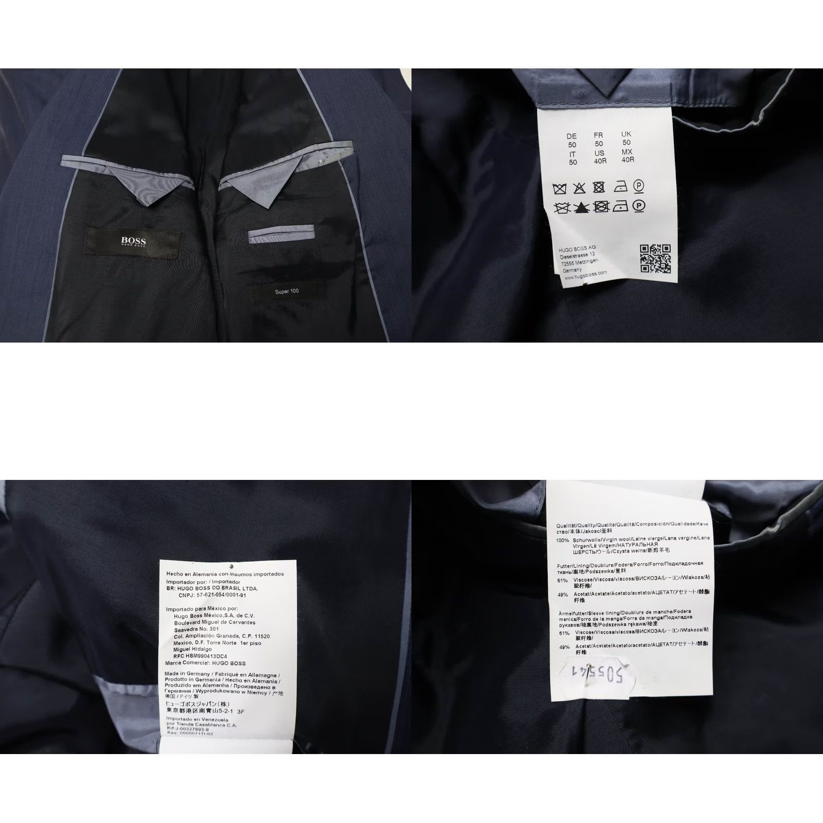 Hugo Boss HUGO BOSS Blazer Men's UK 50 Blue Single-Breasted Pure Wool Inner Pocket Jacket Shirt (Notch Lapel) Size 50R - 8 Thumbnail