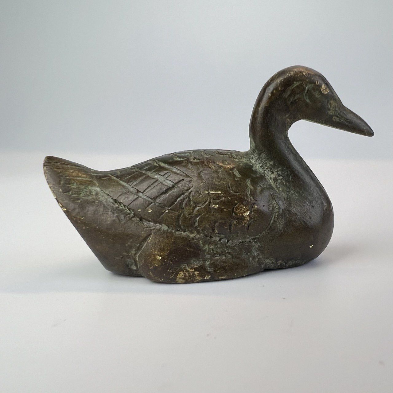 Vintage Antique Bronze Mini Figure Statue Bird Duck Collectible Size ONE SIZE - 2 Thumbnail