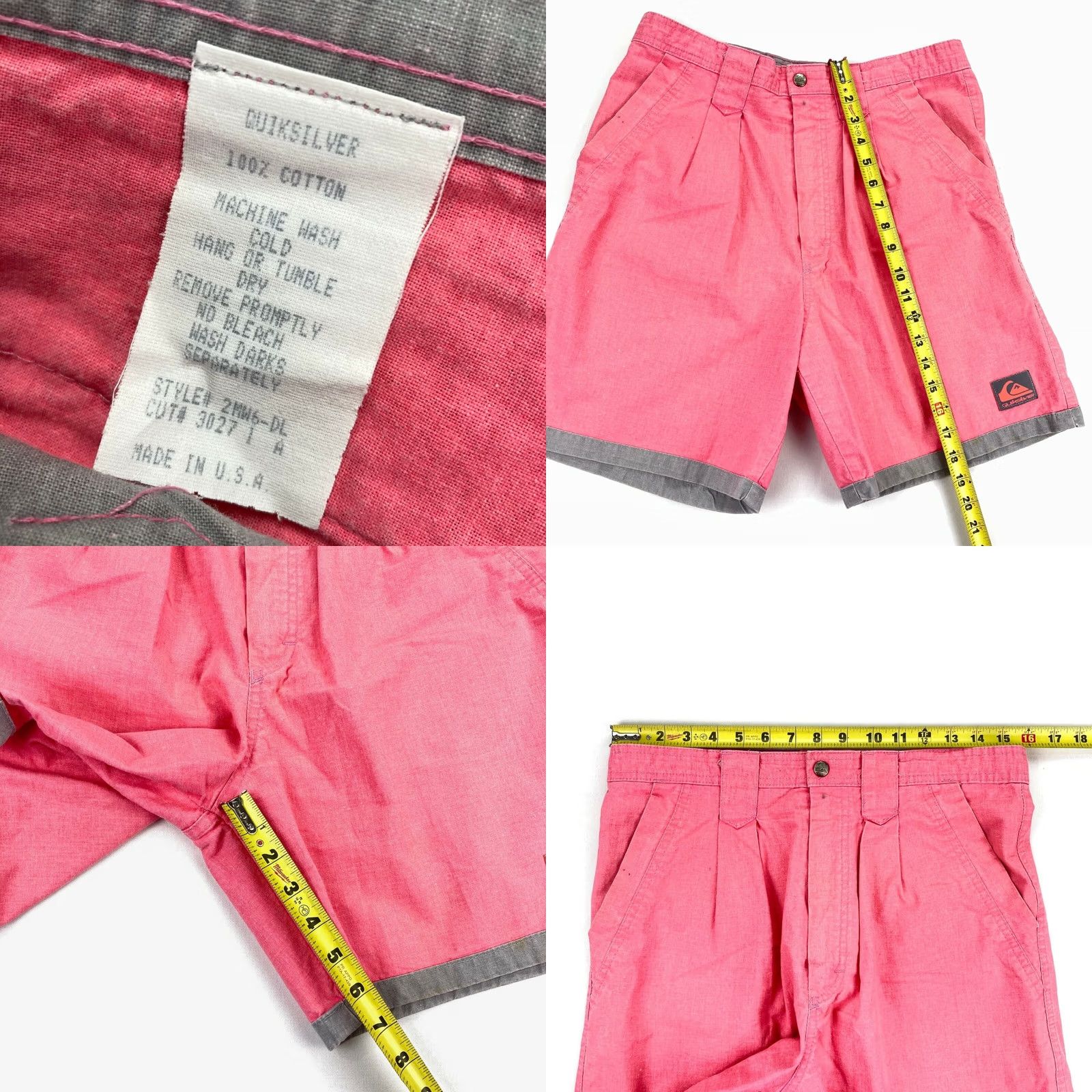 Quiksilver VINTAGE Quiksilver Shorts Adult 31 Hot Pink/Gray 80s 90s Surf Skateboard Mens Size US 31 - 8 Thumbnail