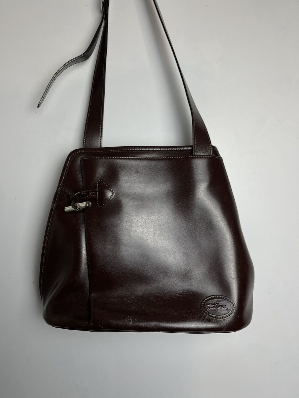 Longchamp LONGCHAMP Large Brown Leather Silver Toggle Shoulder Bag EUC Size ONE SIZE - 2 Thumbnail
