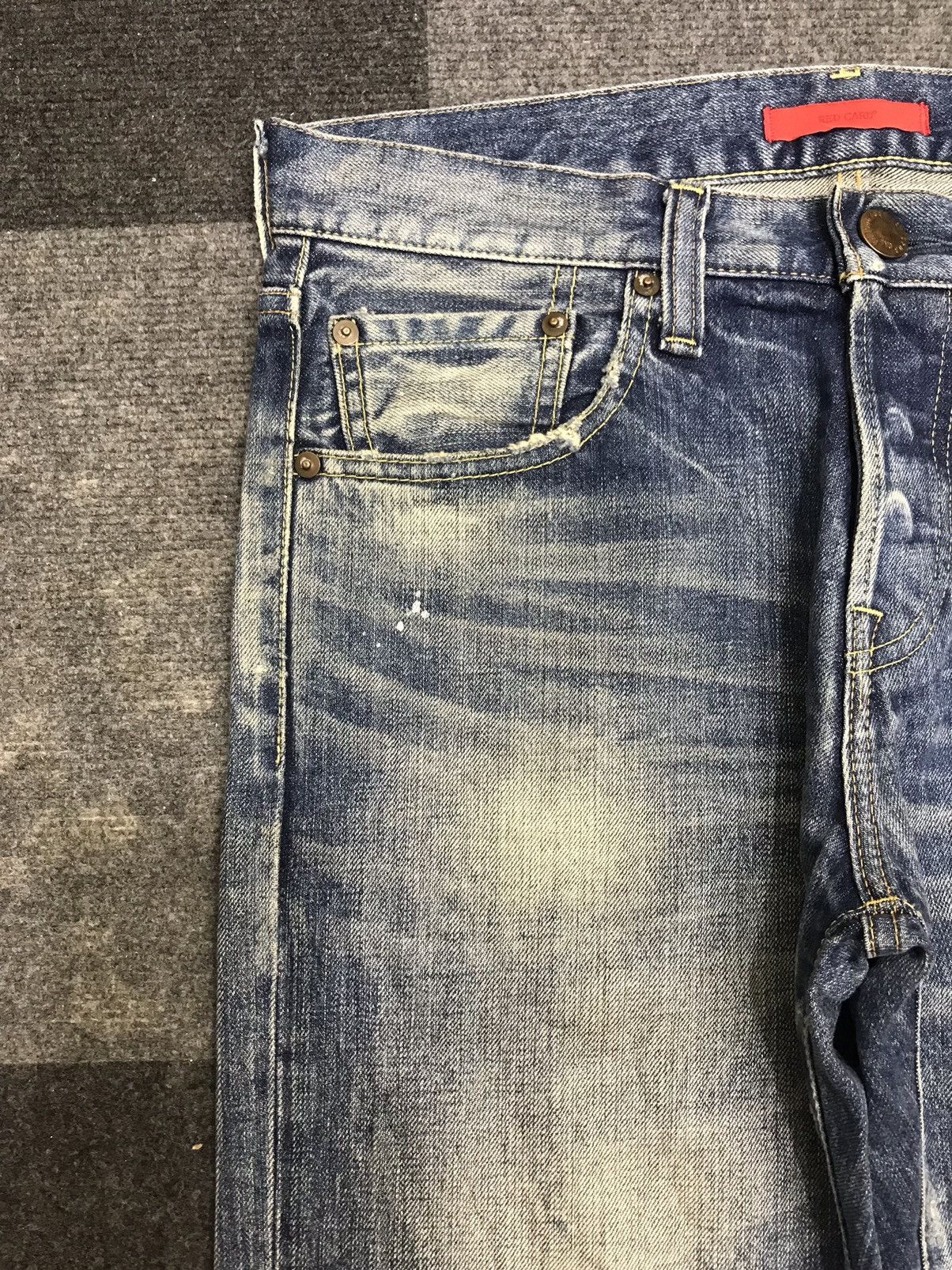 Japanese Brand 💥Insane 90s Style💥Red Card Stone Wash Fades Denim F454 Size US 32 / EU 48 - 5 Thumbnail
