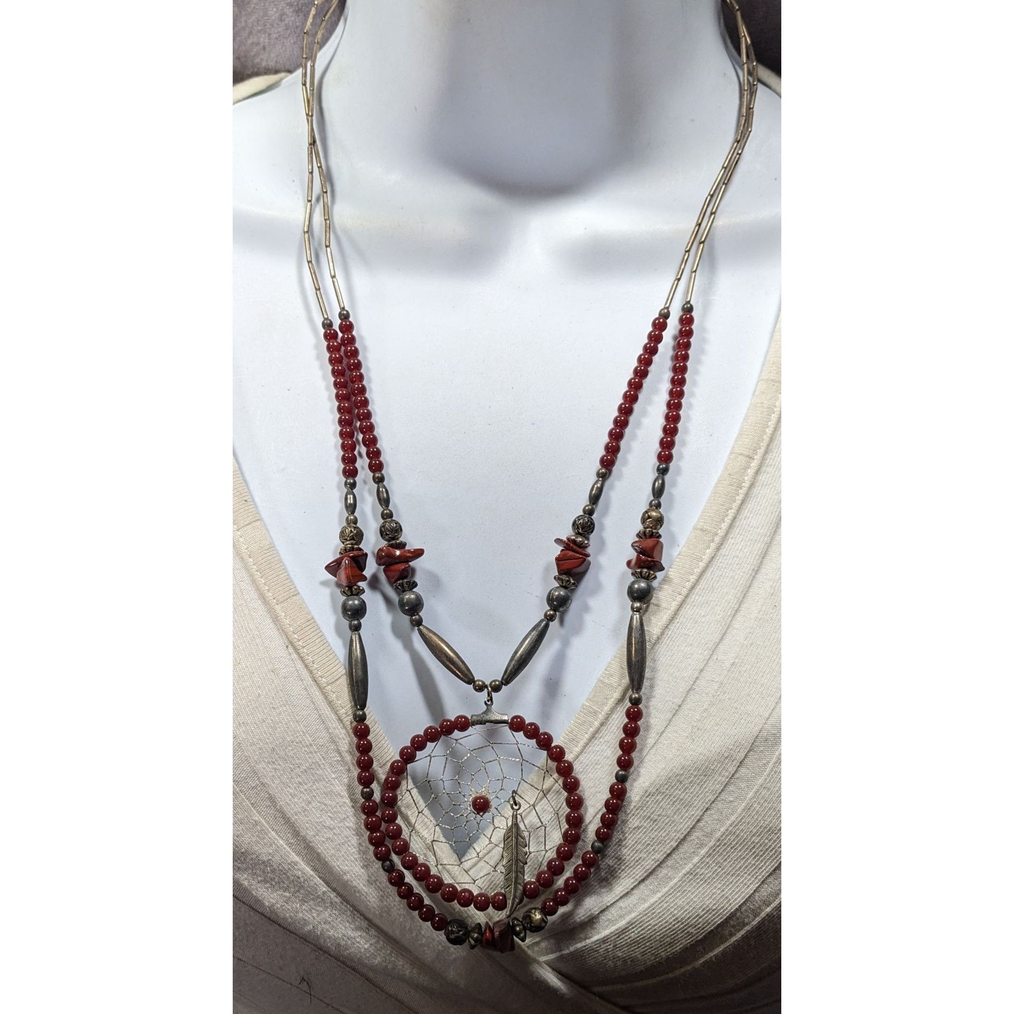 Other Vintage Handmade Native Dreamcatcher Necklace With Liquid Si Size ONE SIZE - 4 Thumbnail
