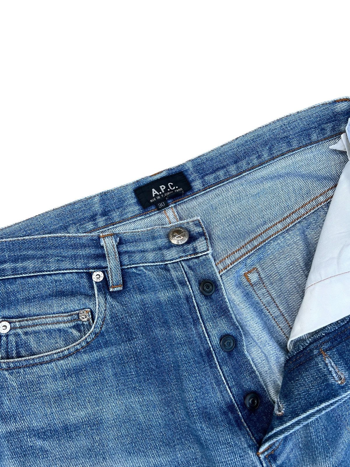 A.P.C. Vintage A.P.C. Distressed Rip Off Leg Denim Selvedge Jeans Size US 30 / EU 46 - 7 Thumbnail
