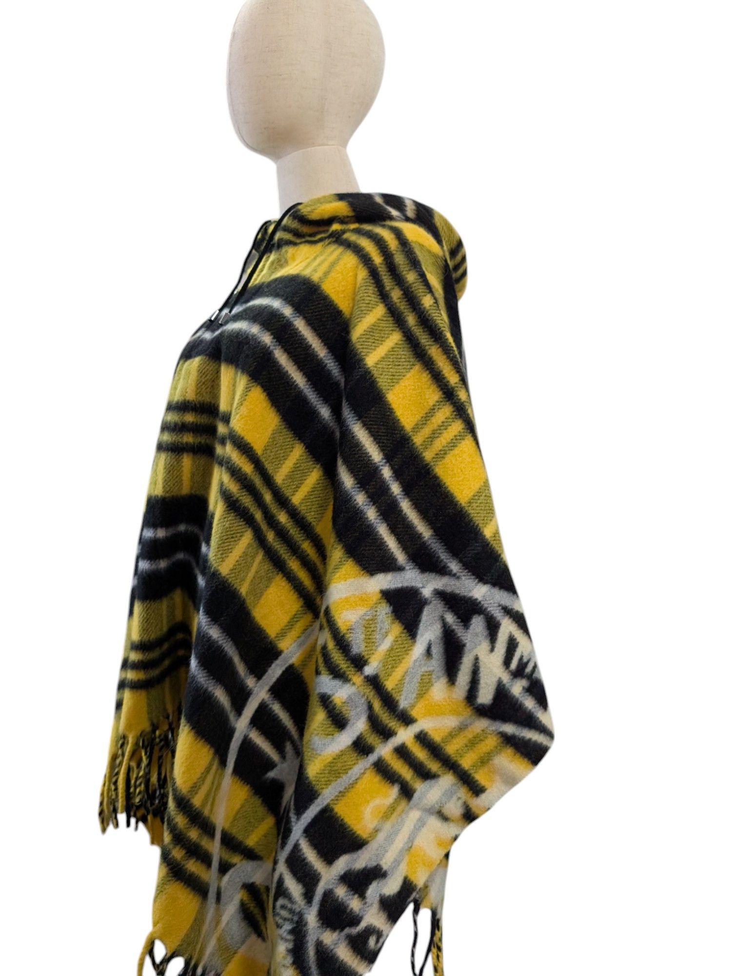 Dior Yellow Tartan Cape With Half-Zip Fringe Hem Size ONE SIZE - 5 Thumbnail