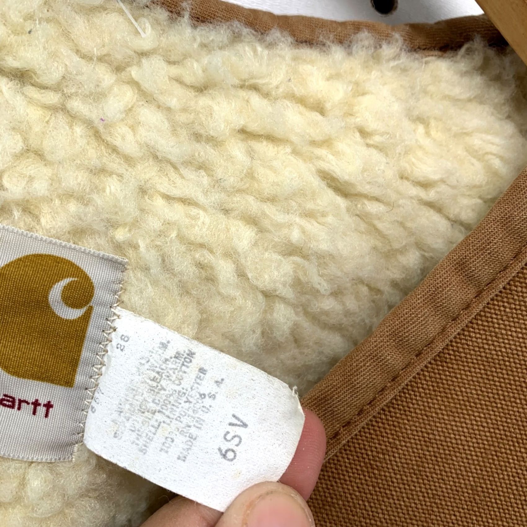 Carhartt VINTAGE Carhartt Vest Shirt Mens 2XL Tan Brown Canvas Sherpa 70s USA 6SV Bomber Workwear Casual Winter Fall Spring Mens Size US XXL / EU 58 / 5 - 3 Thumbnail