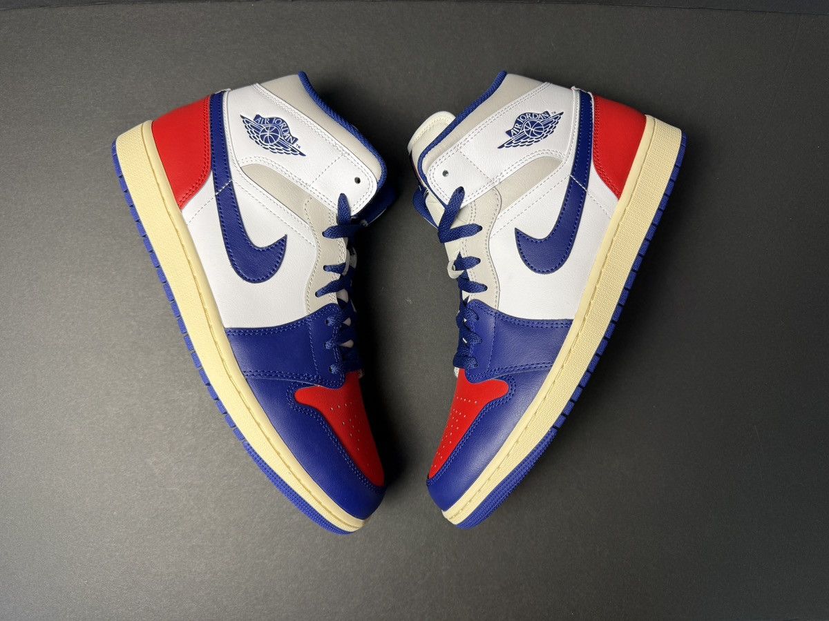 Jordan Brand Air Jordan 1 Mid WHITE/DEEP ROYAL BLUE Size US 12.5 / EU 45-46 - 2 Thumbnail