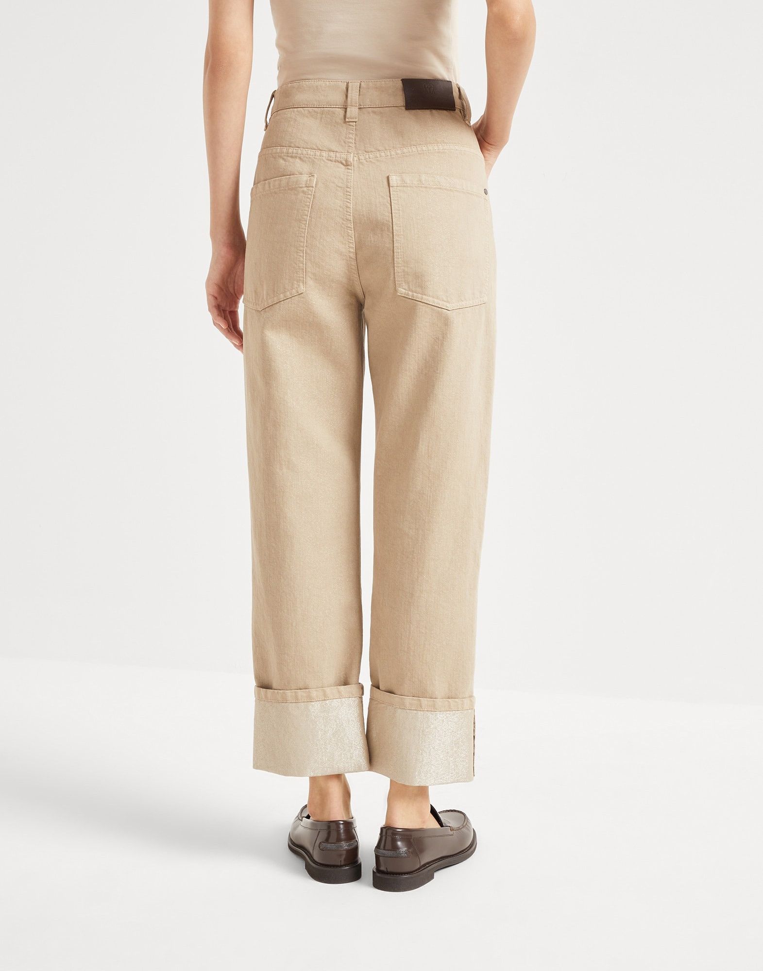 Brunello Cucinelli o1la1rc1a0326 Dyed Sparkling Denim Cropped Trousers Brown Size 26" / US 2 / IT 38 - 2 Thumbnail