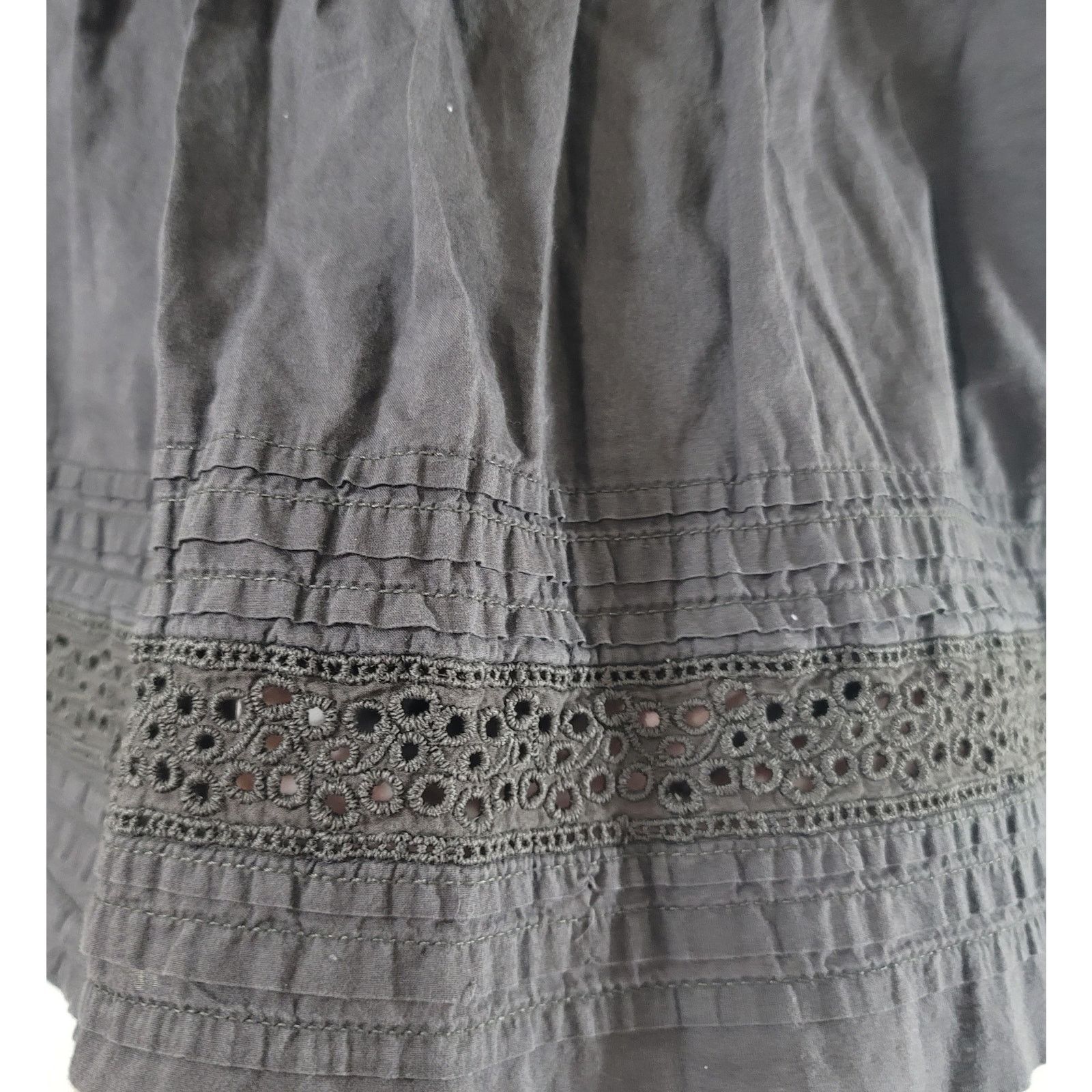Other Loft Dark Brown Pleated Eyelet Hem Detail Mini Skirt 6P Size 28" / US 6 / IT 42 - 5 Thumbnail