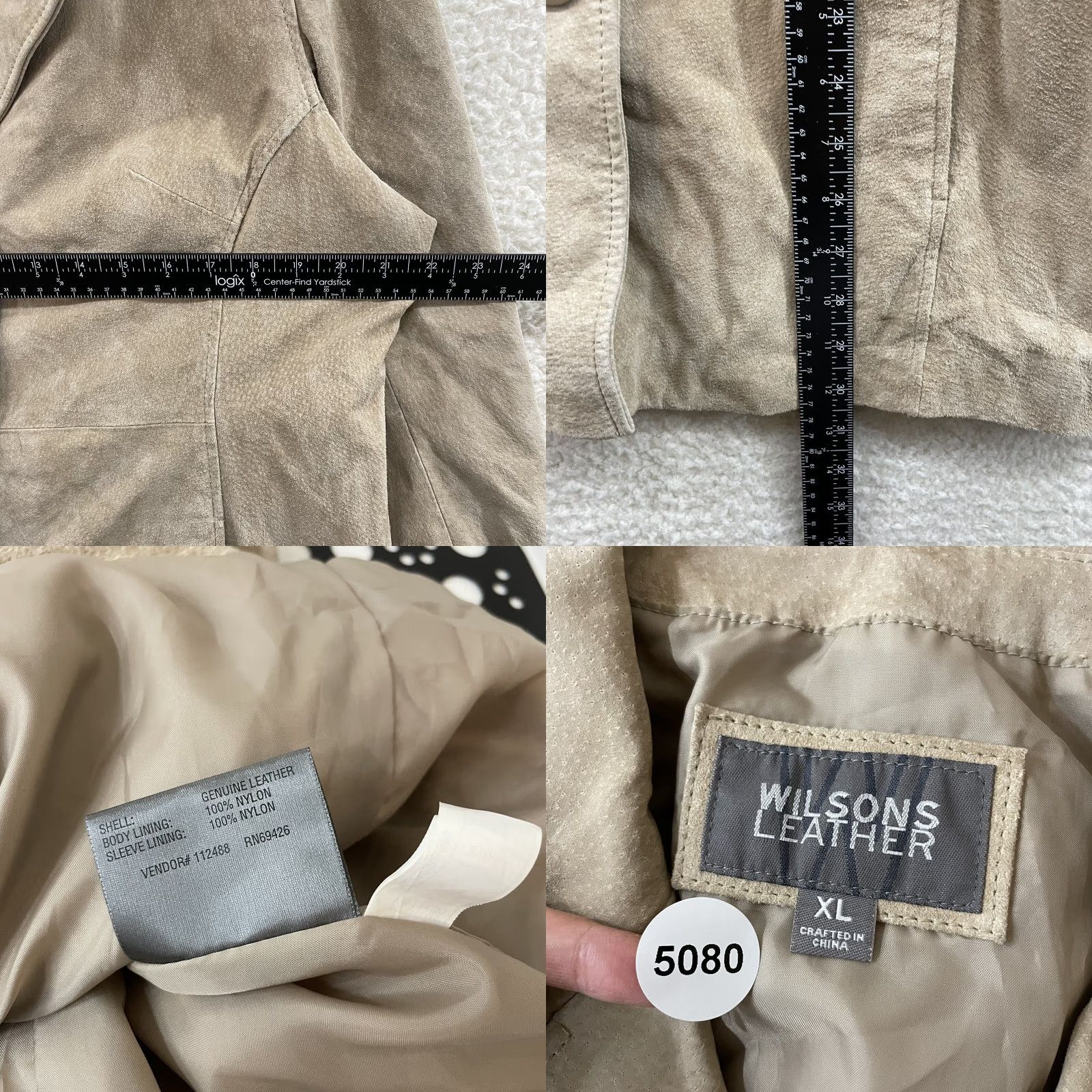 Vintage VINTAGE Wilsons Leather Jacket XL Womens Tan Beige Suede Lined Pockets Buttons Size XL / US 12-14 / IT 48-50 - 8 Thumbnail