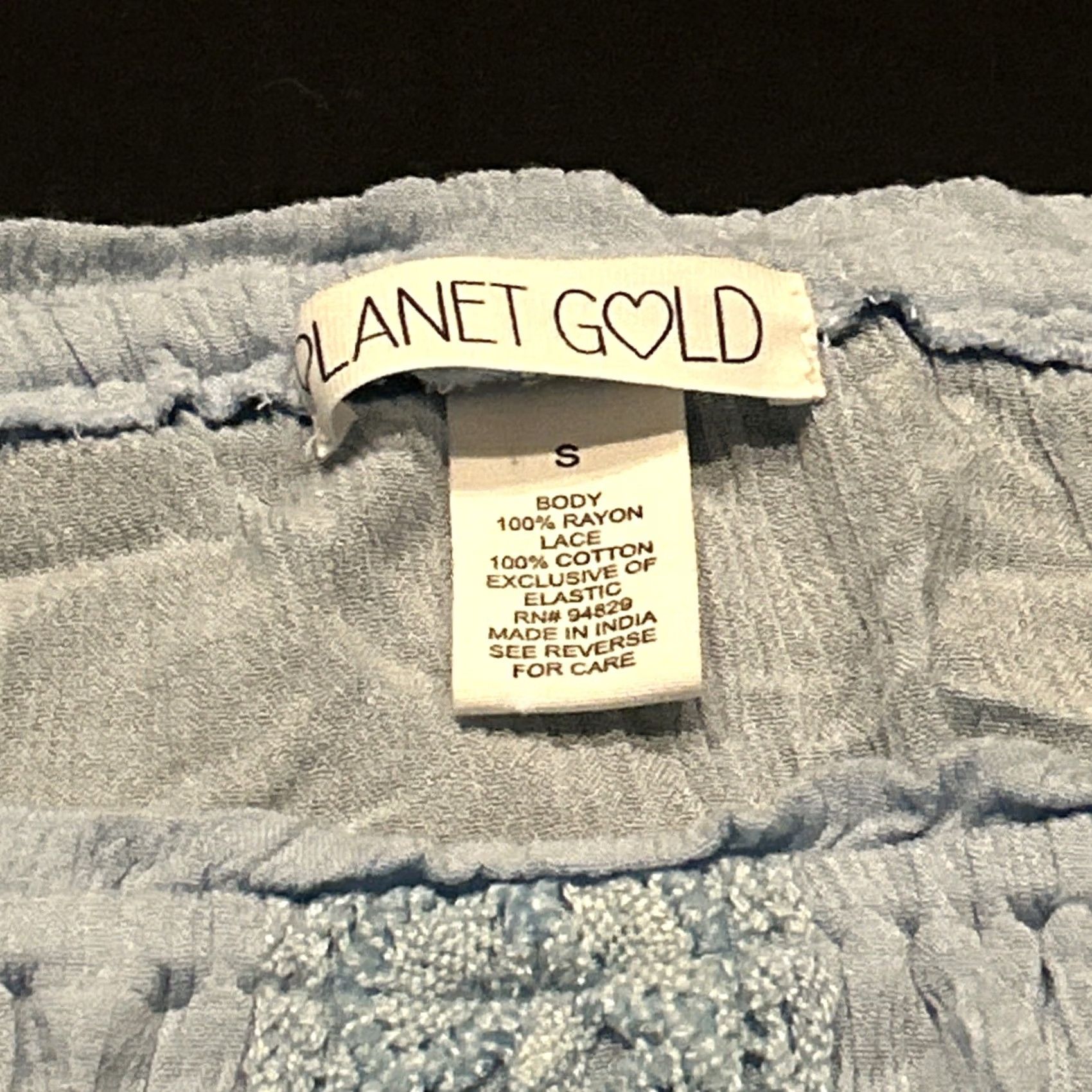 Vintage Planet Gold Light Blue Cropped Lace Detail Long Sleeve Blouse S Women Gyms Casual Size S / US 4 / IT 40 - 2 Thumbnail