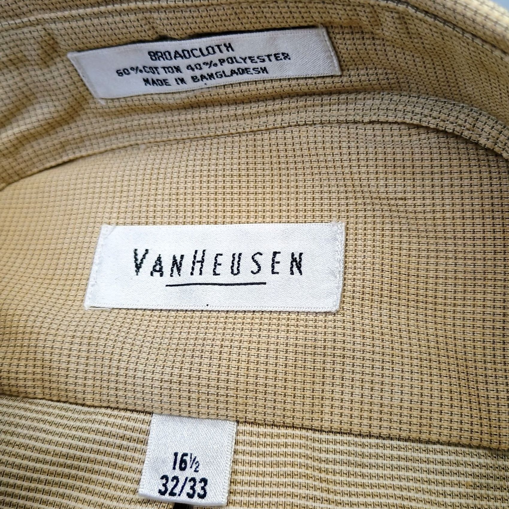 Van Heusen Van Heusen Dress Shirt Mens 16.5 Tan Long Sleeve Button-Down Formal Shirt Size 46R - 6 Thumbnail