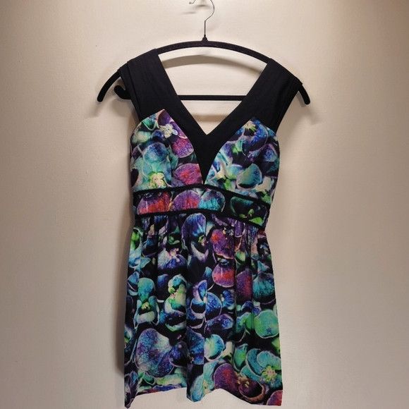 Sandro Sandro 100% silk abstract blue & purple flower dress Size XS / US 0-2 / IT 36-38 - 1 Thumbnail