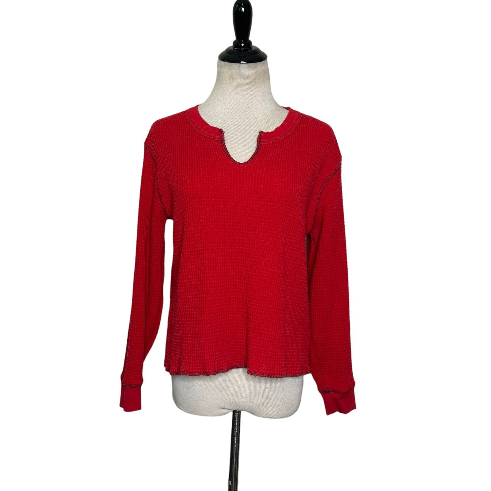 Madewell Madewell red waffled long sleeves sweatshirt size small Size S / US 4 / IT 40 - 6 Thumbnail