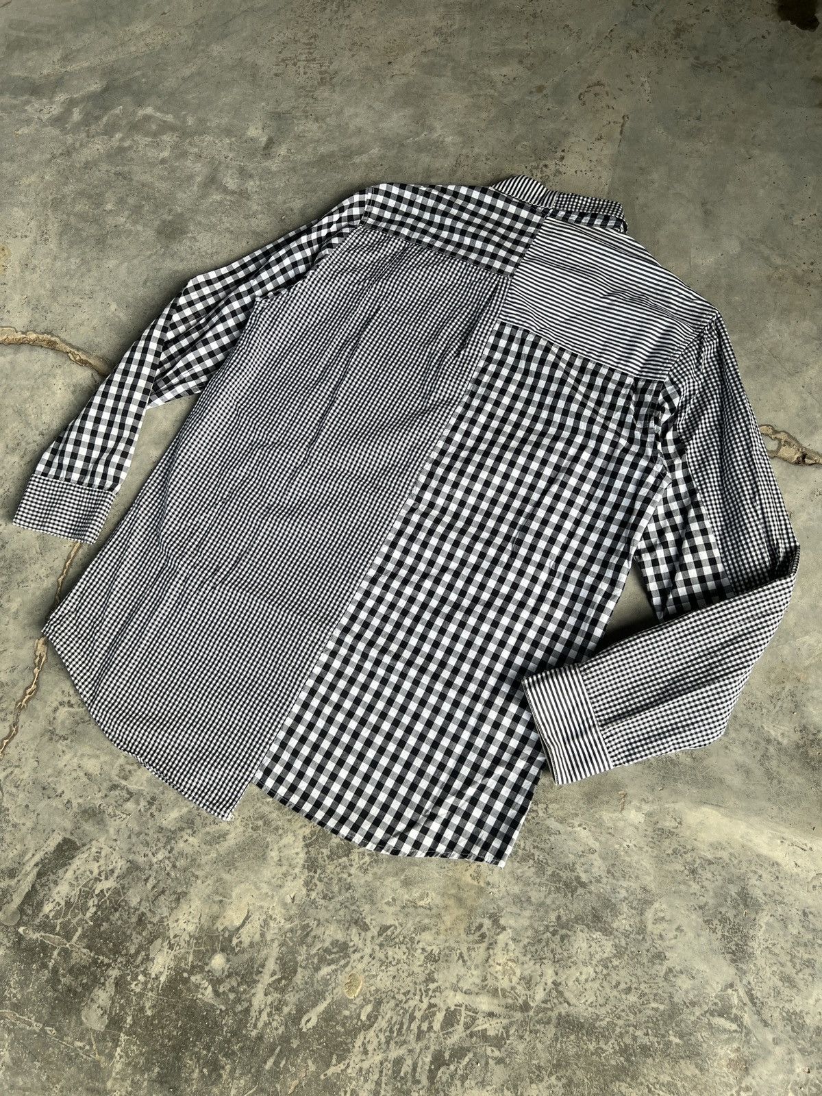 Issey Miyake × Japanese Brand × Ne-Net Ne-net X Issey Miyake Checked Patchwork Shirt Size US M / EU 48-50 / 2 - 4 Thumbnail