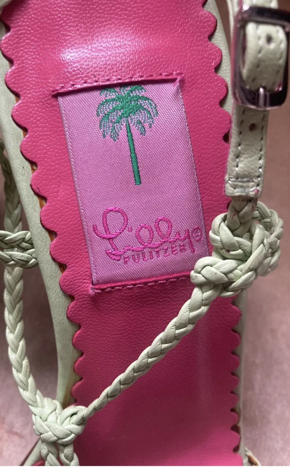 LILLY PULITZER Women's Green Weave Straps Stiletto Sandals