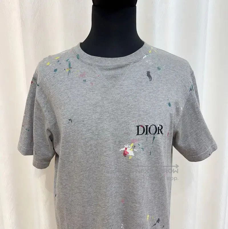 Dior Dior Men's Gray Cotton T-shirt with Paint Splatter . Size US L / EU 52-54 / 3 - 3 Thumbnail