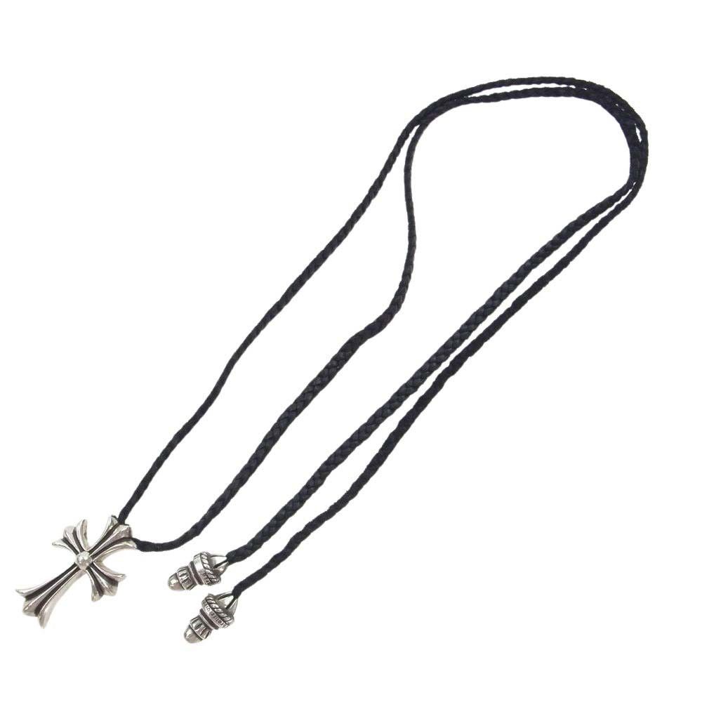 image of Chrome Hearts Leather Braided Rosary in Silver, Men's