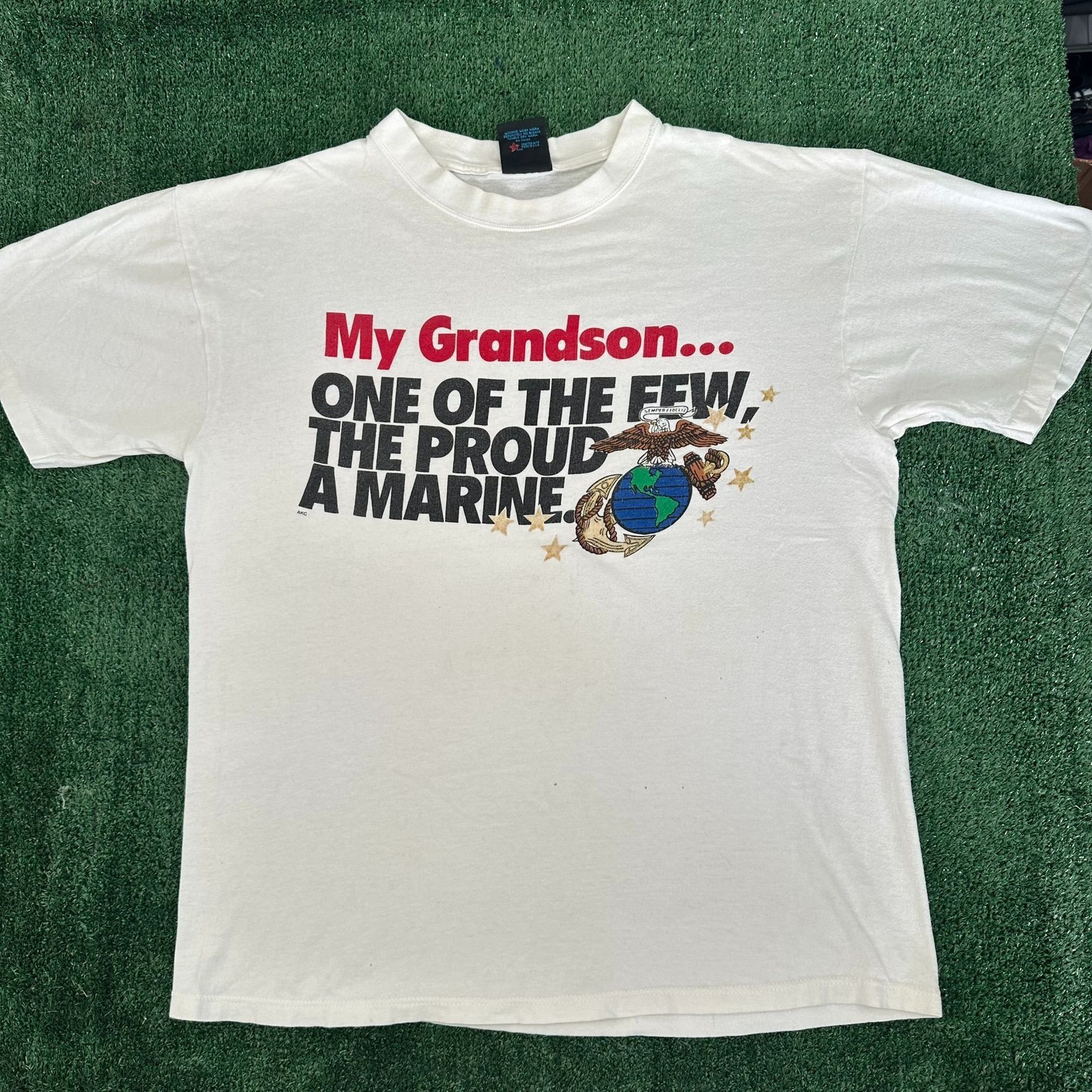 Soffe Vintage 90s Marine Corps T-Shirt USMC Grandson Military Tee Size US L / EU 52-54 / 3 - 1 Thumbnail