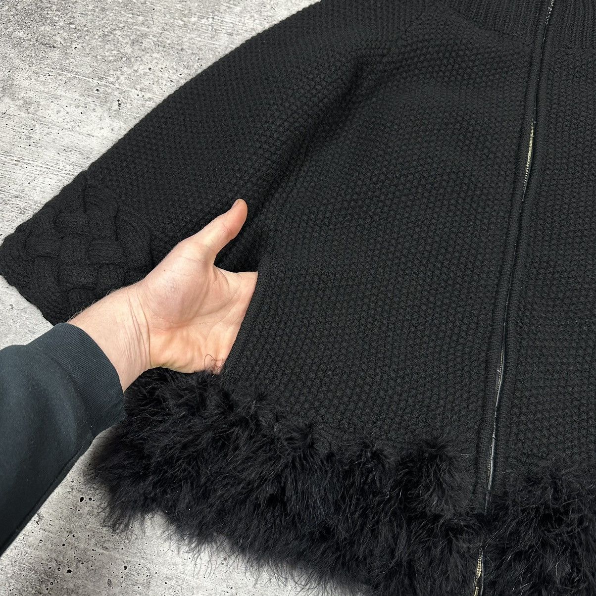 Designer × Herno HERNO Knitted Wool Down Jacket Feathers The Cuff Black Size M / US 6-8 / IT 42-44 - 8 Thumbnail