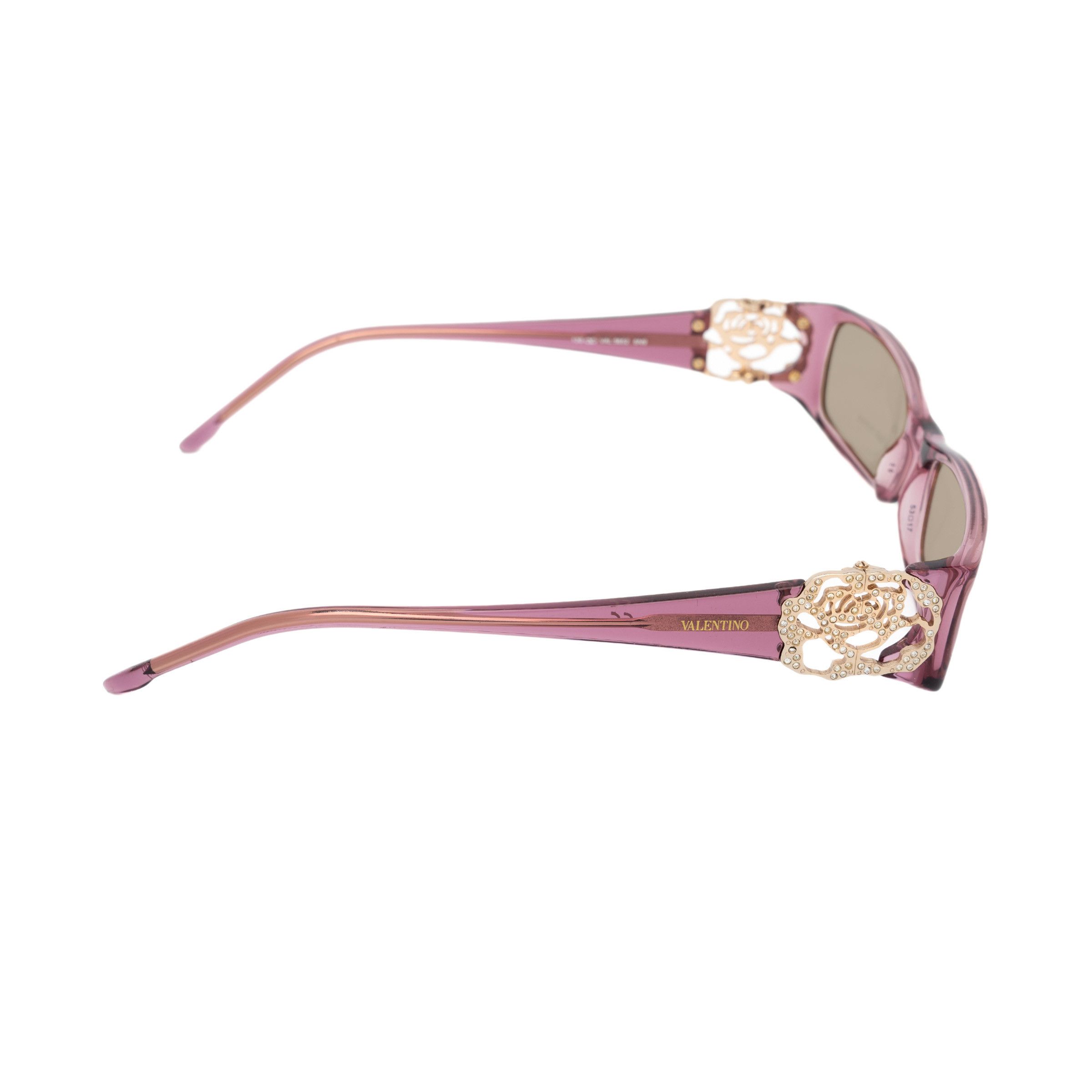 Valentino Valentino '00s Violet Rose with Gems Sunglasses Size ONE SIZE - 4 Thumbnail
