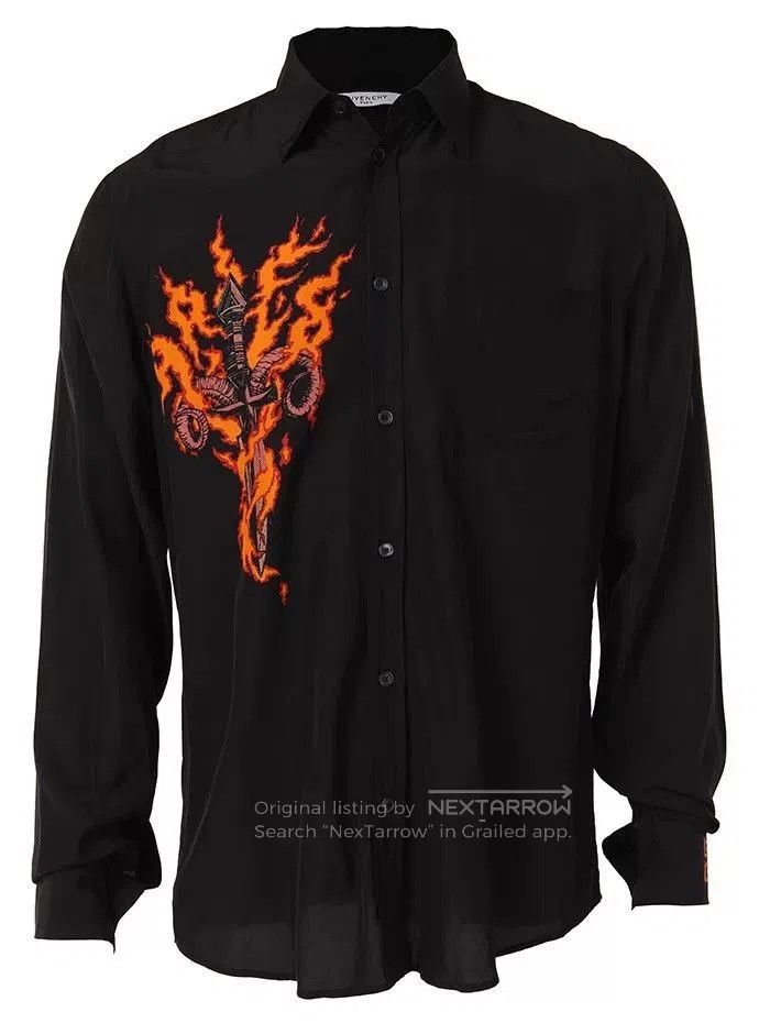 Givenchy Givenchy Flame Black Shirt. Size US M / EU 48-50 / 2 - 1 Thumbnail