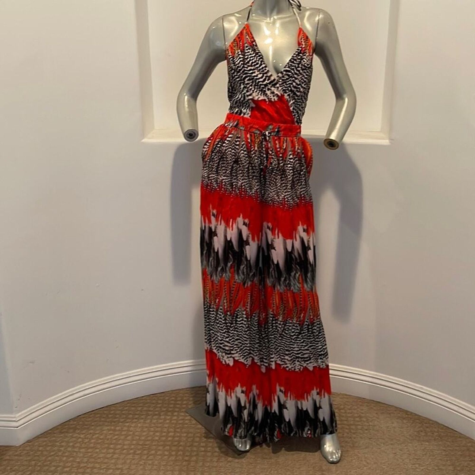 Other Shahida Parides Woodpecker Red Multi Palazzo Jumpsuit Size S Size 27" / US 4 / IT 40 - 2 Thumbnail