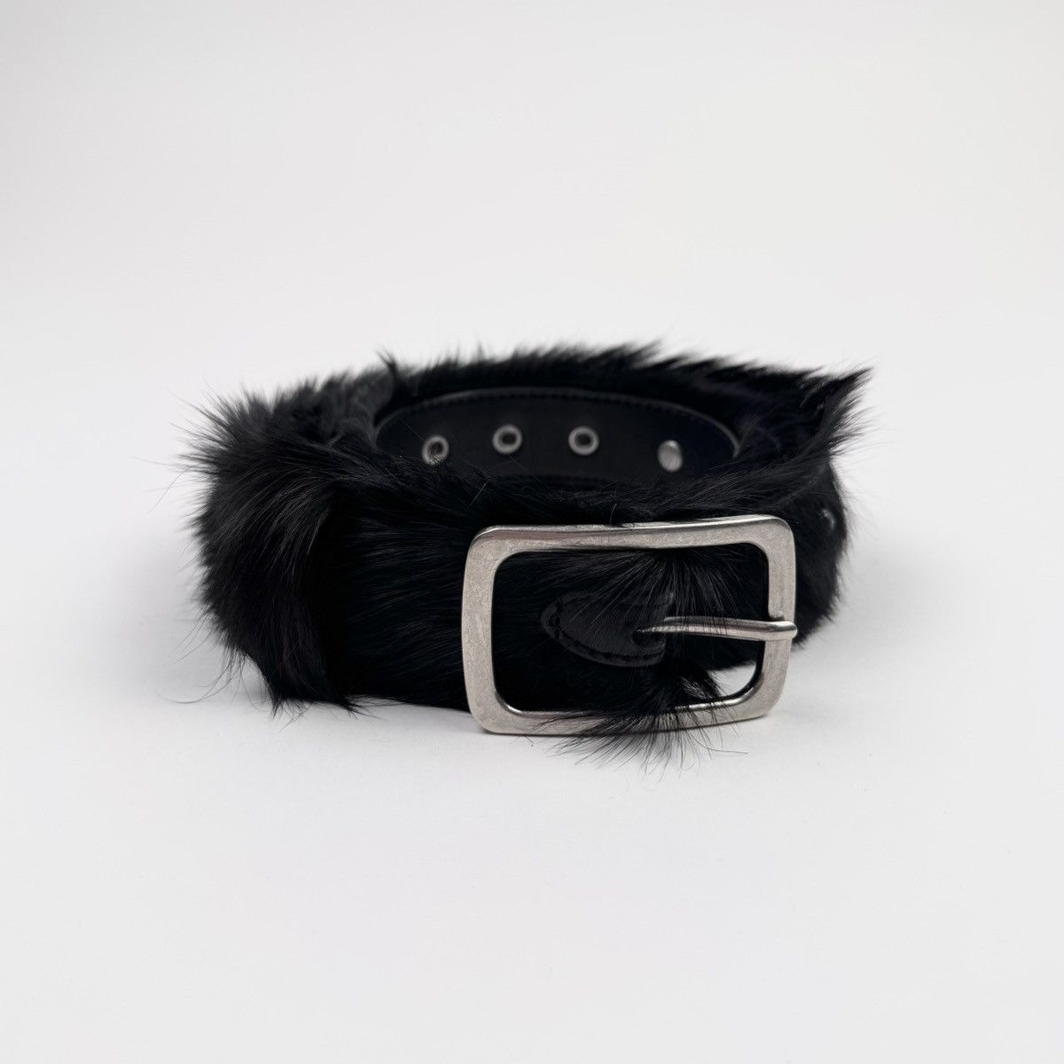 Dries Van Noten Dries Van Noten FW2022 Black Studded Fur Belt Size ONE SIZE - 1 Thumbnail