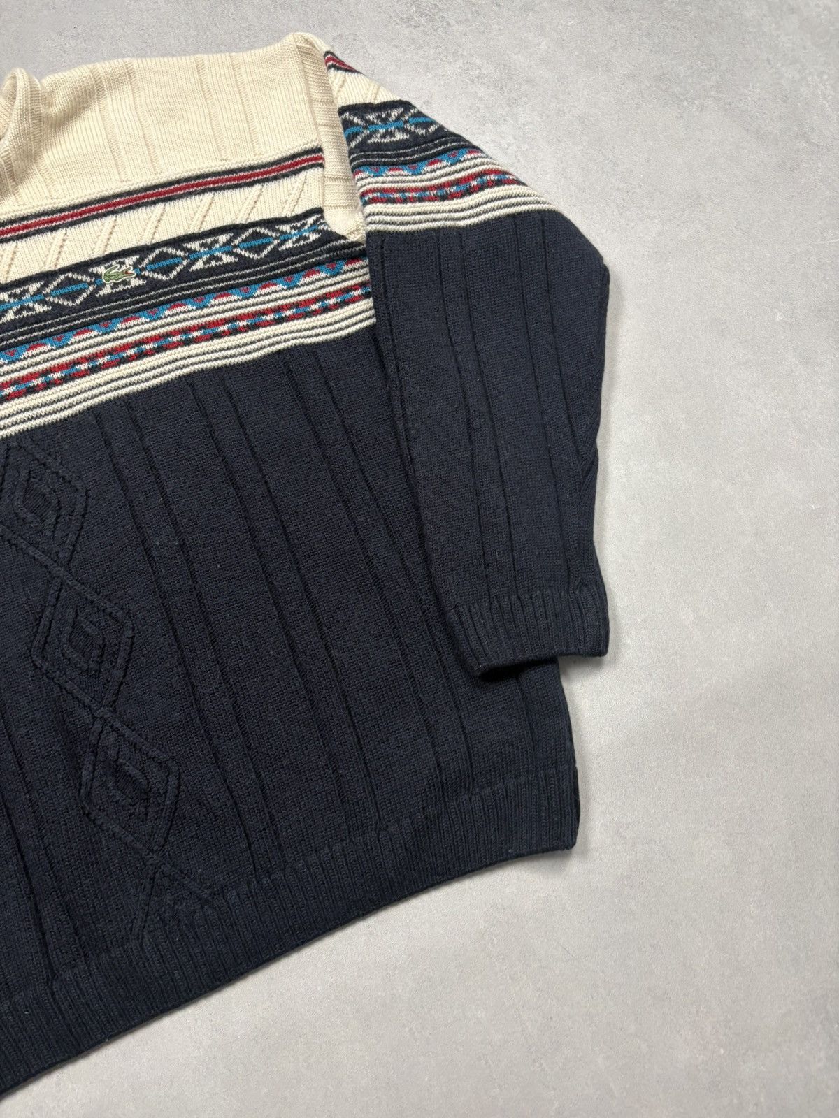Lacoste Lacoste Vintage Wool Blend Nordic Knit Sweater Aztec Patern Size US XL / EU 56 / 4 - 4 Thumbnail