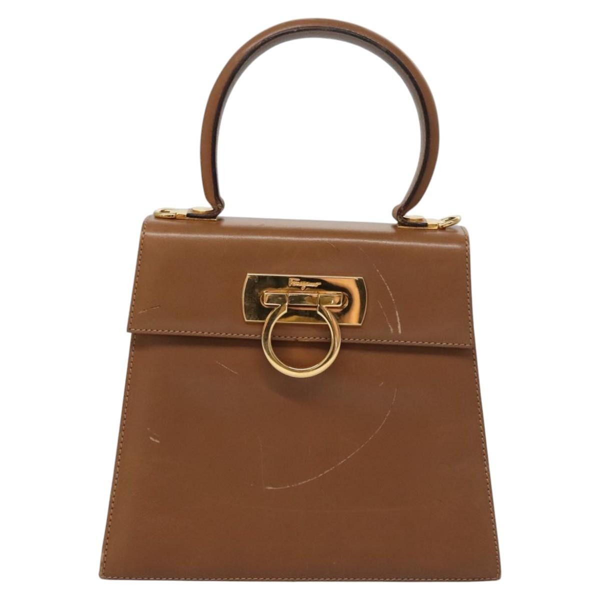 Salvatore Ferragamo Gancini Brown Leather Handbag (Pre-Owned) Size ONE SIZE - 1 Thumbnail
