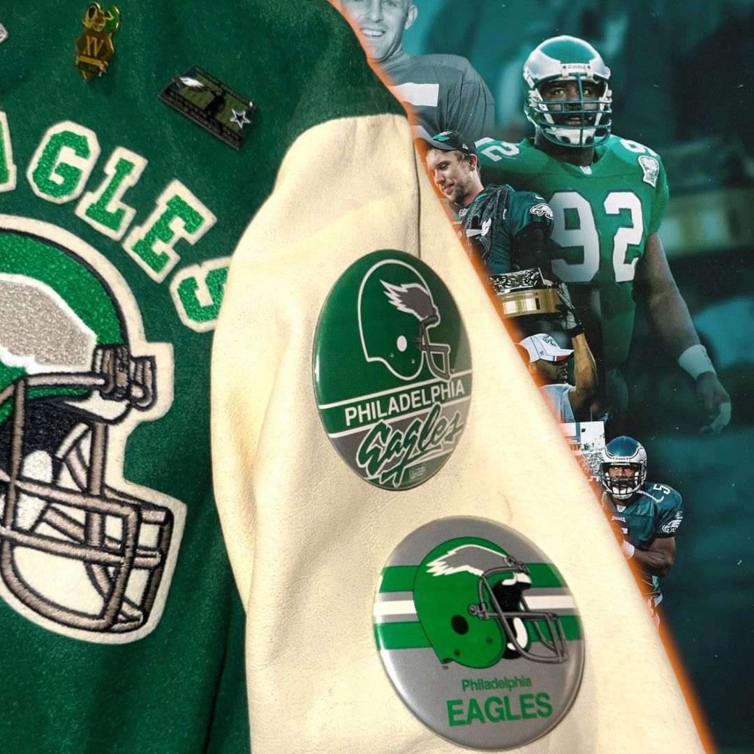 NFL 💎 ViNTaGe 💎 PHiLaDeLPHiA EaGLeS 🦅 LeTTerMan JaCKeT🧥 Size US L / EU 52-54 / 3 - 7 Thumbnail