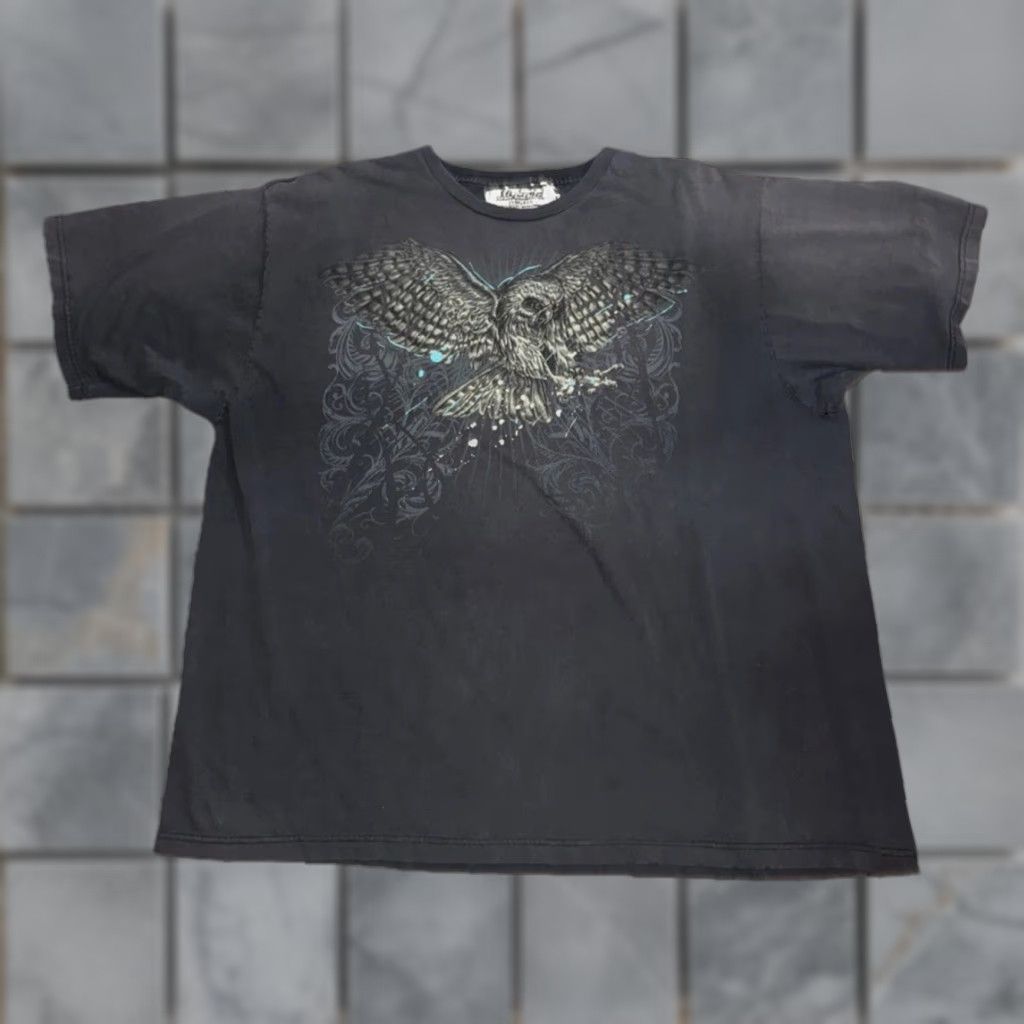 Vintage VINTAGE St Johns Bay T-Shirt Owl Graphic Black XL Men’s Short Sleeve 26X29 100% Cotton Relaxed Crew Neck Animal Print Vintage Goth Boho Y2K Size US XL / EU 56 / 4 - 1 Thumbnail
