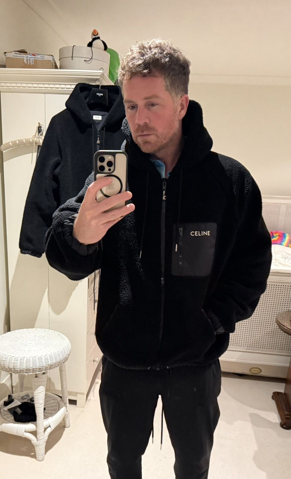 Celine $2.35k 🤑 FW24 Celine logo black fleece jacket Hedi grail XL Size US XL / EU 56 / 4 - 21 Thumbnail