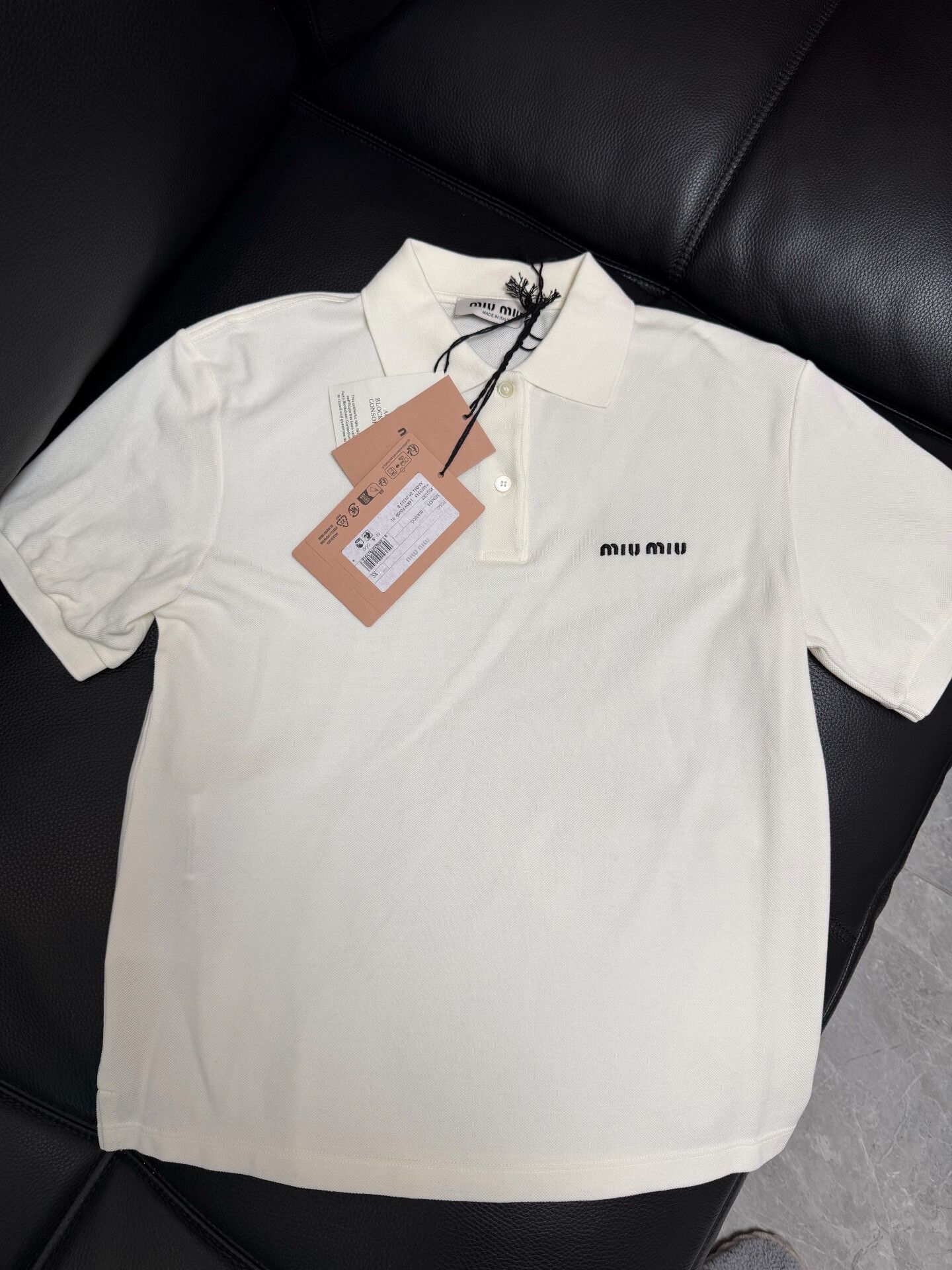 Miu Miu MIU MIU SS24 Logo Embroidered Polo Shirt Size XS / US 0-2 / IT 36-38 - 1 Thumbnail