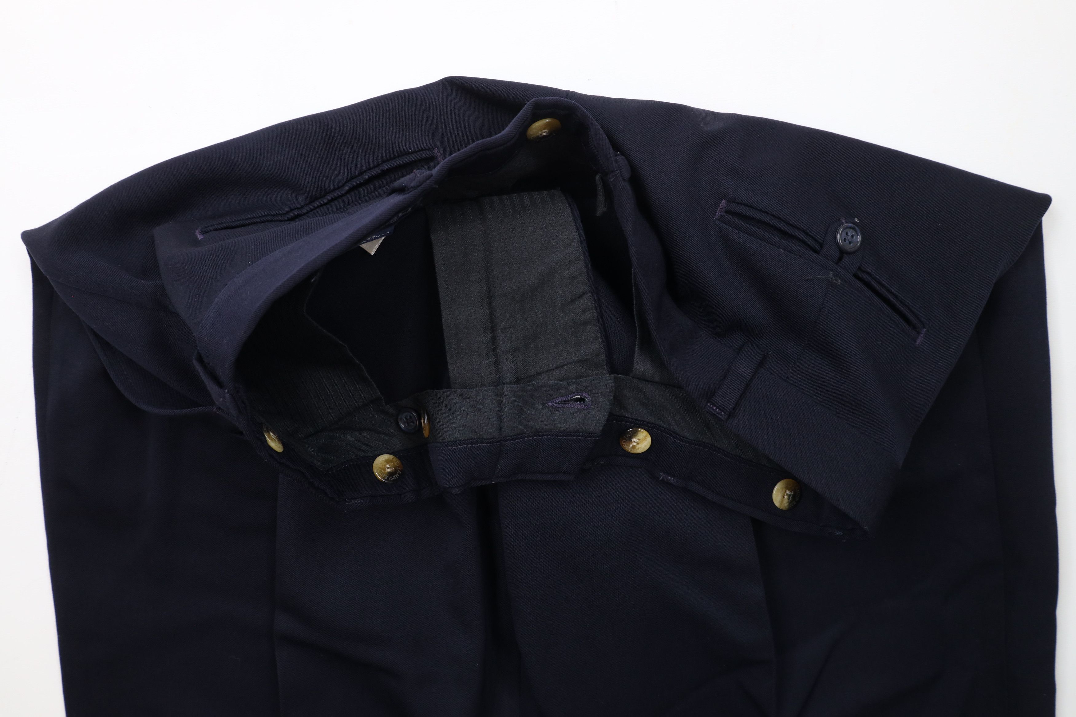 Lands' End × Vintage Vintage 90s Lands End Cuffed Wool Chino Pants Navy Blue USA Size US 36 / EU 52 - 9 Thumbnail