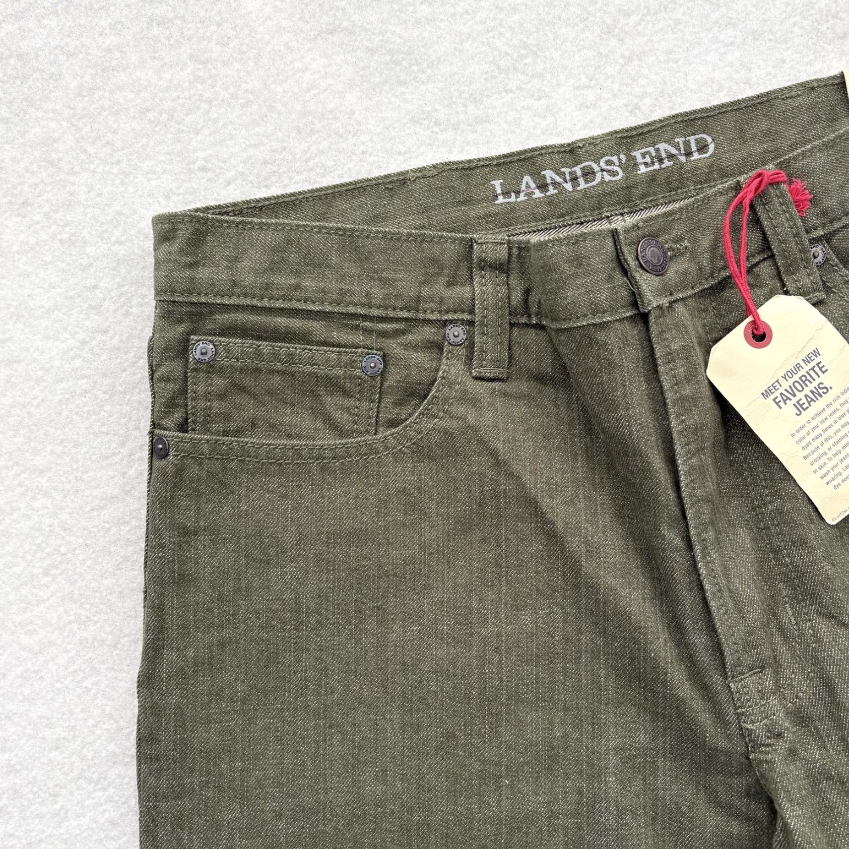 Lands' End Lands' End Traditional Fit Jeans Mens 33x34 Green Medium Wash Denim Straight NWT Size US 33 - 3 Thumbnail