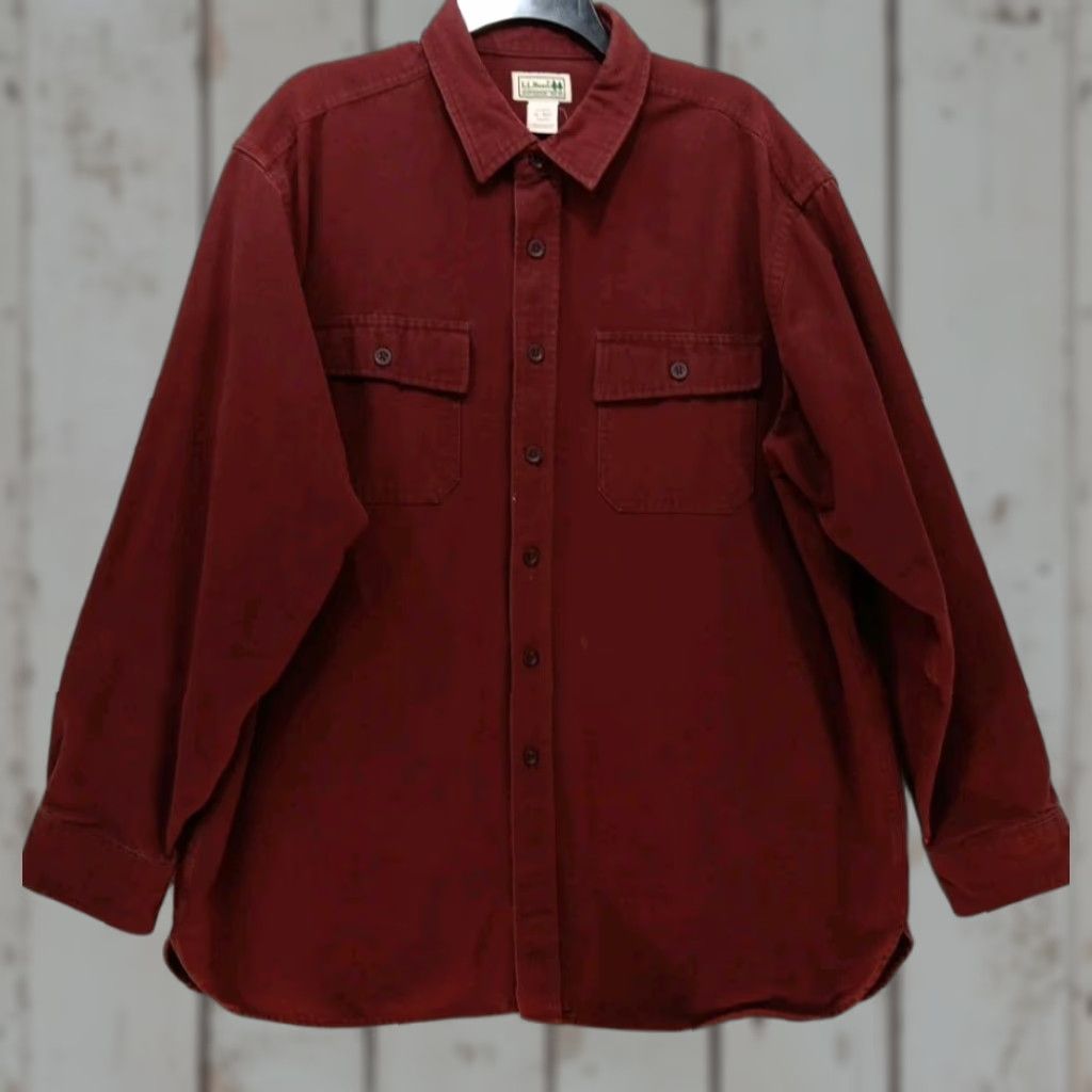 Vintage VINTAGE L.L. Bean Shirt Mens XL Red Heavyweight Chamois Knit Button-Up Casual Travel Classic Outdoors Size US XL / EU 56 / 4 - 1 Thumbnail
