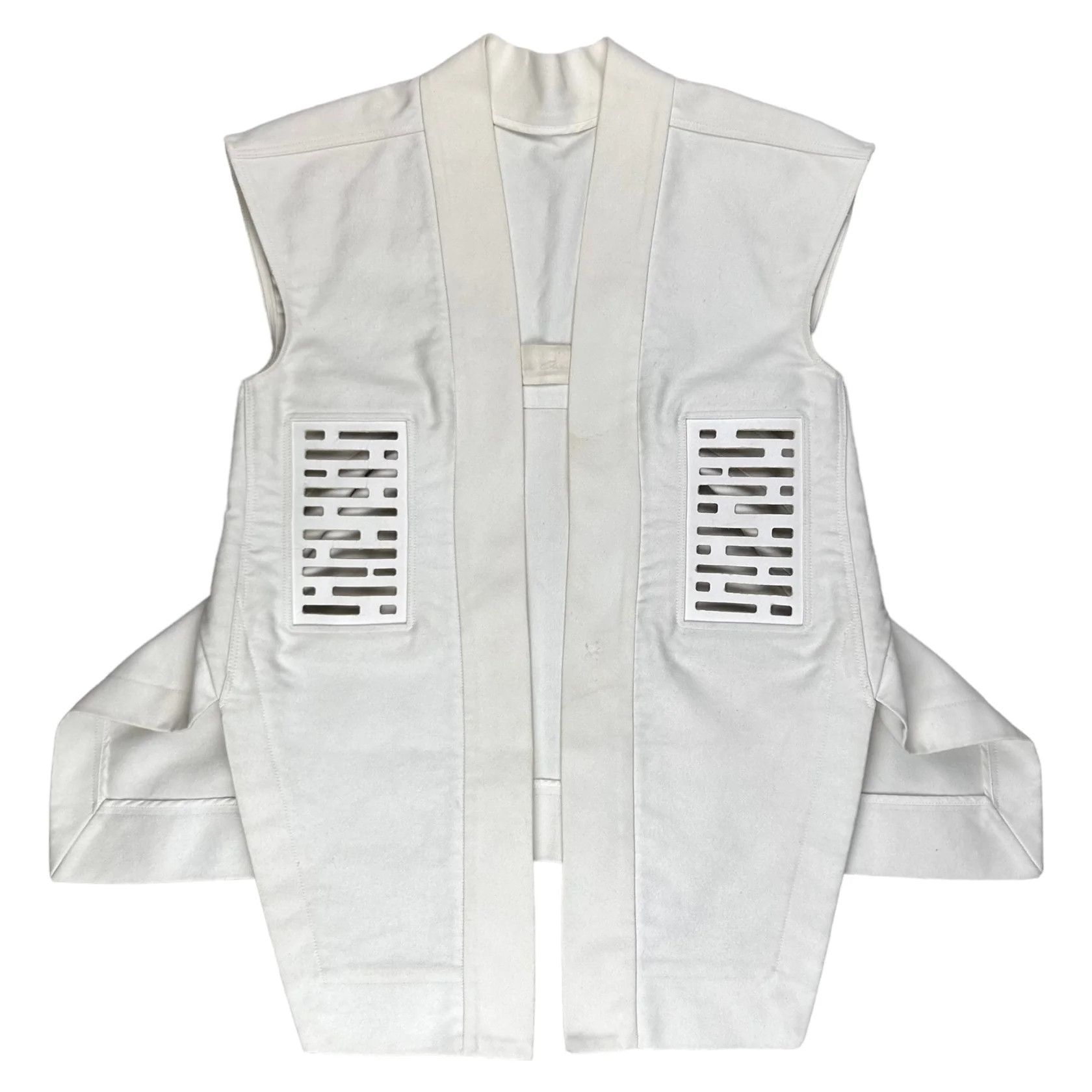 image of Rick Owens Vicious Laser Cut Leather Patch Vest - Ss14 in White, Men's (Size Small)