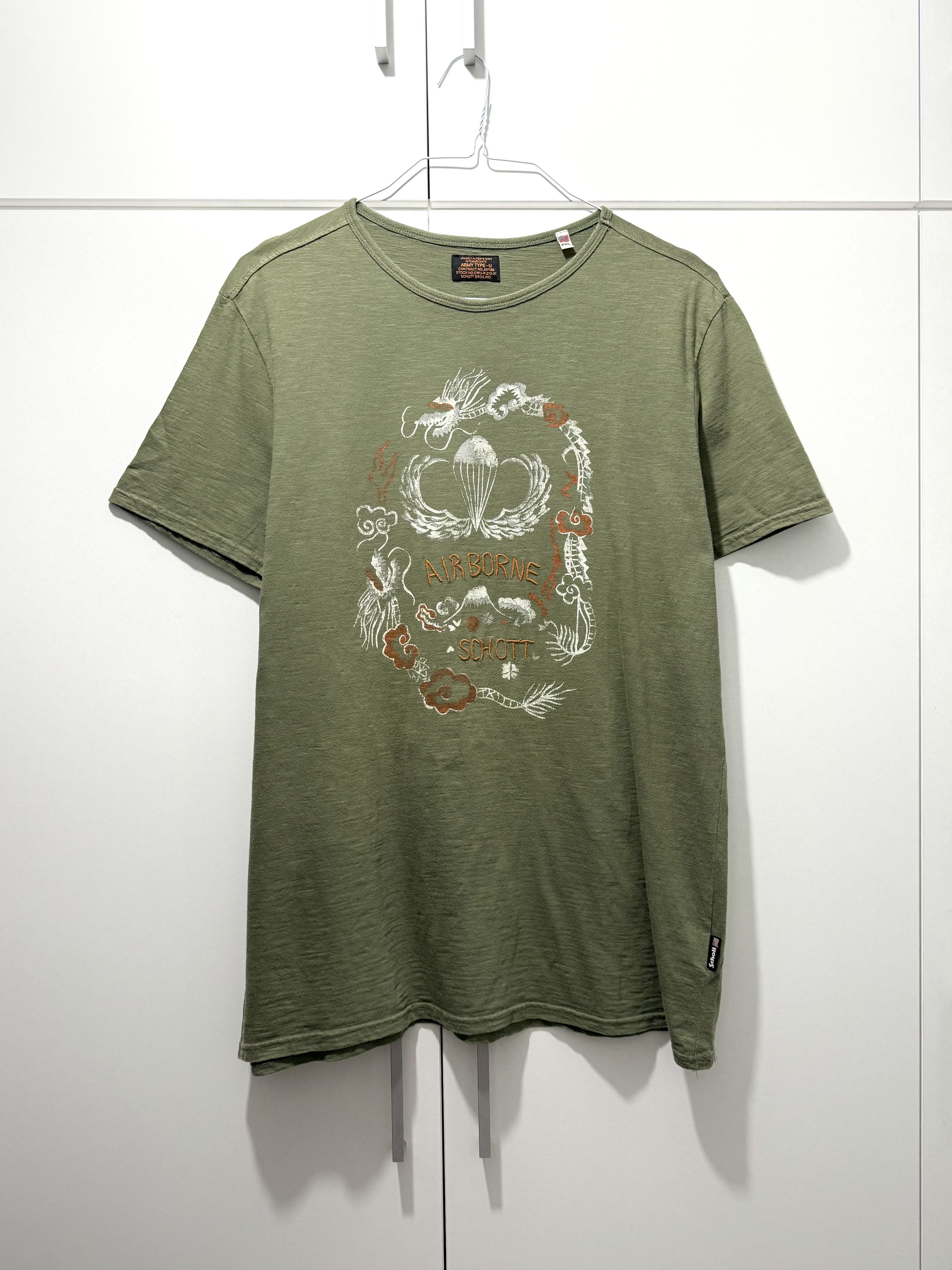 Schott Schott NYC Air Borne Army Type-U S/S T-shirt XXL Size US XXL / EU 58 / 5 - 1 Thumbnail