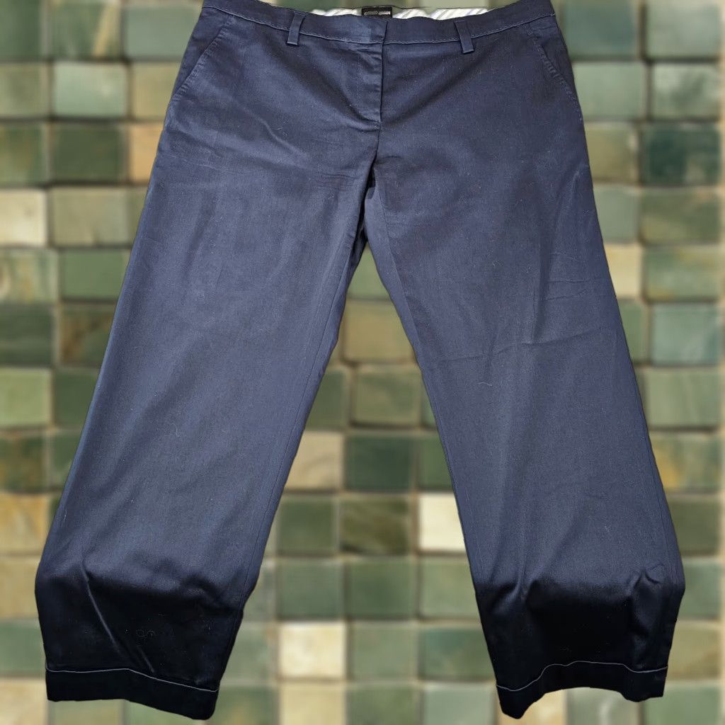 Giorgio Armani VINTAGE Giorgio Armani Dress Pants Womens 38x25 Navy High Rise Wide Flat Front Trousers Size 26" / US 2 / IT 38 - 1 Thumbnail