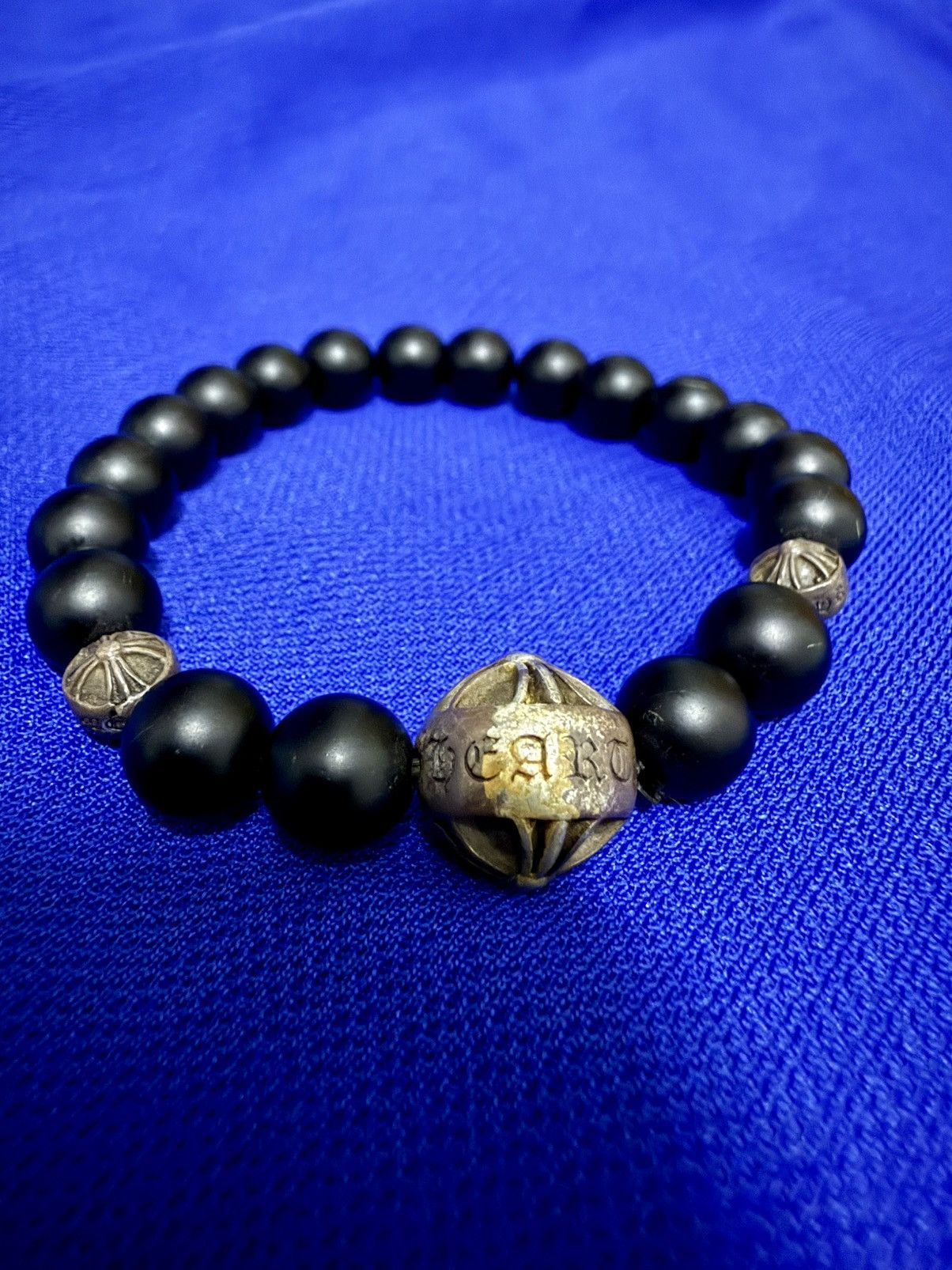 Chrome Hearts 🔥SICK🔥Chrome Hearts Onyx Bead silver cross ball bracelet Size ONE SIZE - 5 Thumbnail