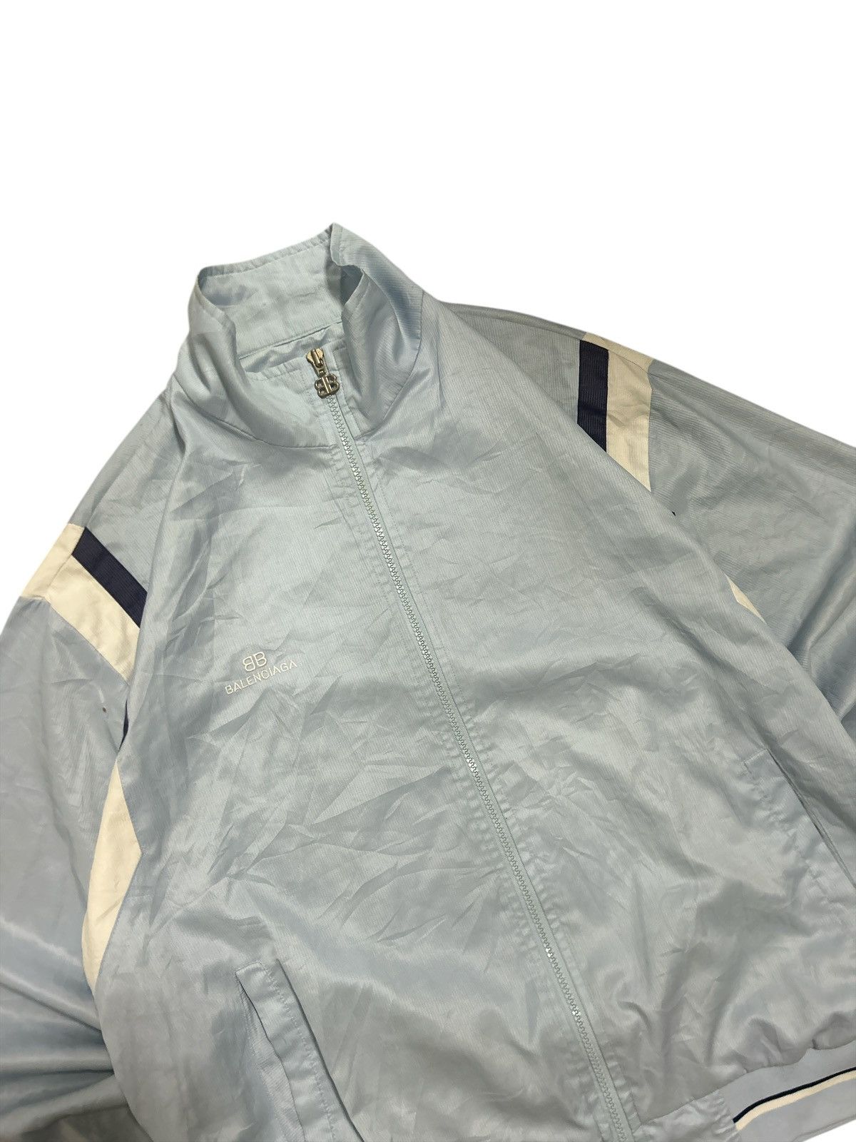 Balenciaga VINTAGE Balenciaga Paris Track Jacket Light Blue Size US L / EU 52-54 / 3 - 2 Thumbnail