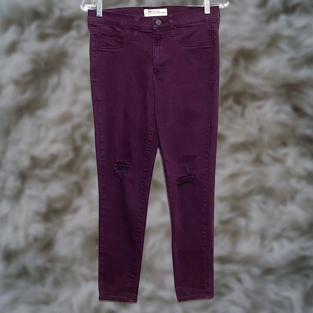 Gap VINTAGE Gap For Good 1969 Easy Leggings Jeans Distressed Rip Knees Womens 27R Stretch Jeans Jegging Womens 27R Jeans Rip Knees Size 27" / US 4 / IT 40 - 1 Thumbnail