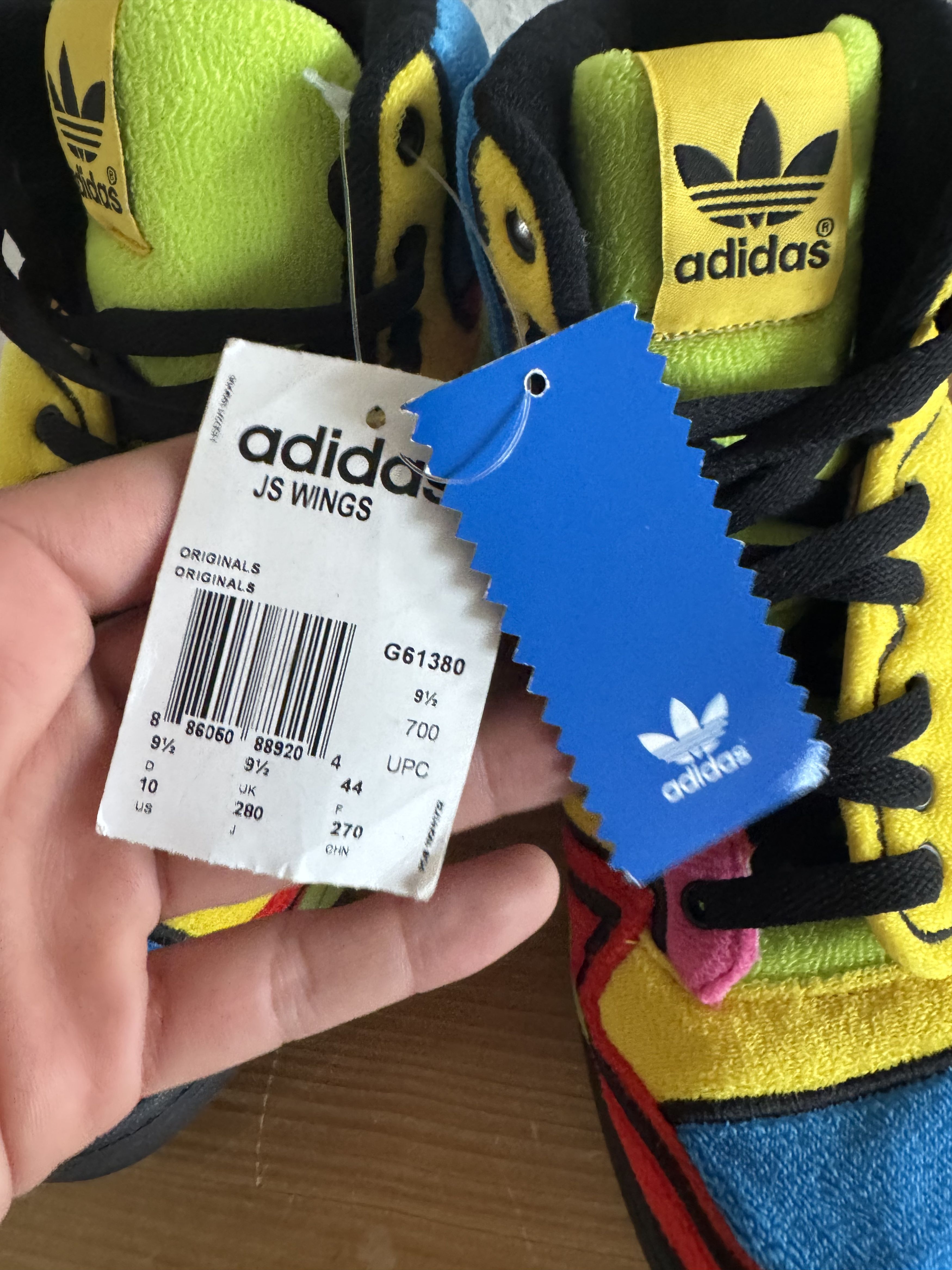 Adidas × Jeremy Scott Winged Rainbow Fleece High Top Sneakers Size US 9.5 / EU 42-43 - 8 Thumbnail