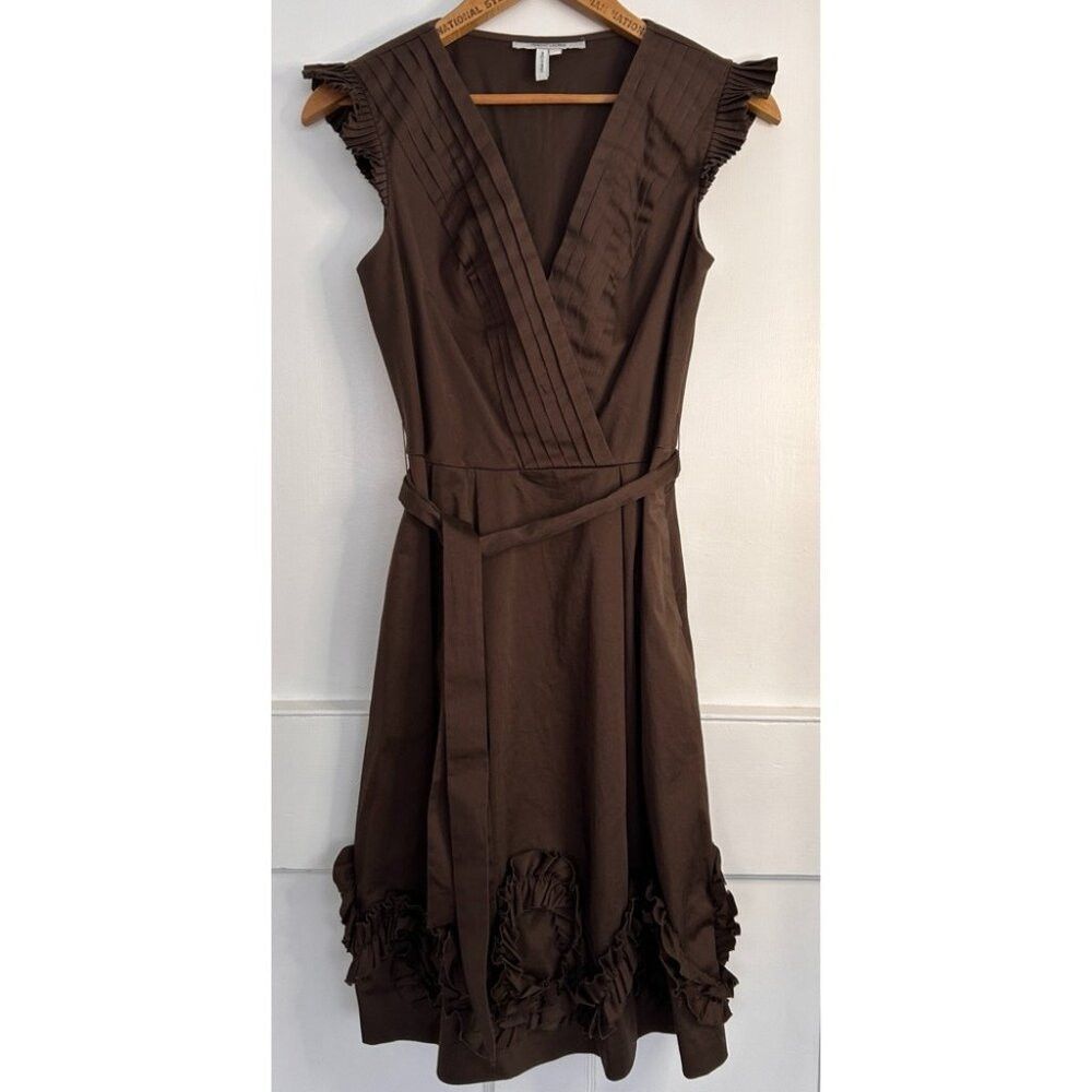 Other Max and Cleo Dark Brown Dress with Ruffle and Pleat Detaili Size S / US 4 / IT 40 - 1 Thumbnail