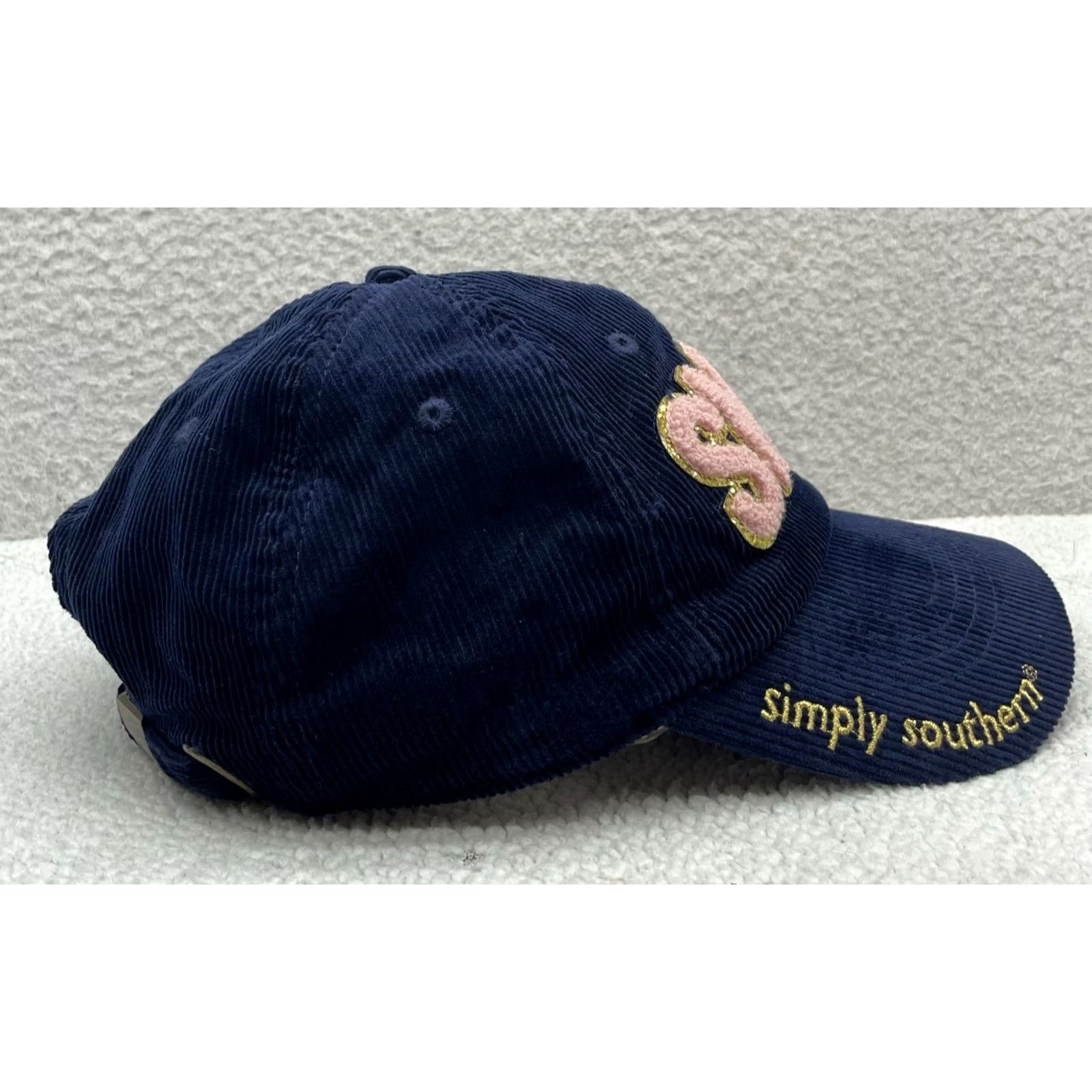 Vintage Simply Southern Corduroy Hat Womens Navy Blue SMILE Chenille Sequins Preppy Cute Hat Size ONE SIZE - 7 Thumbnail