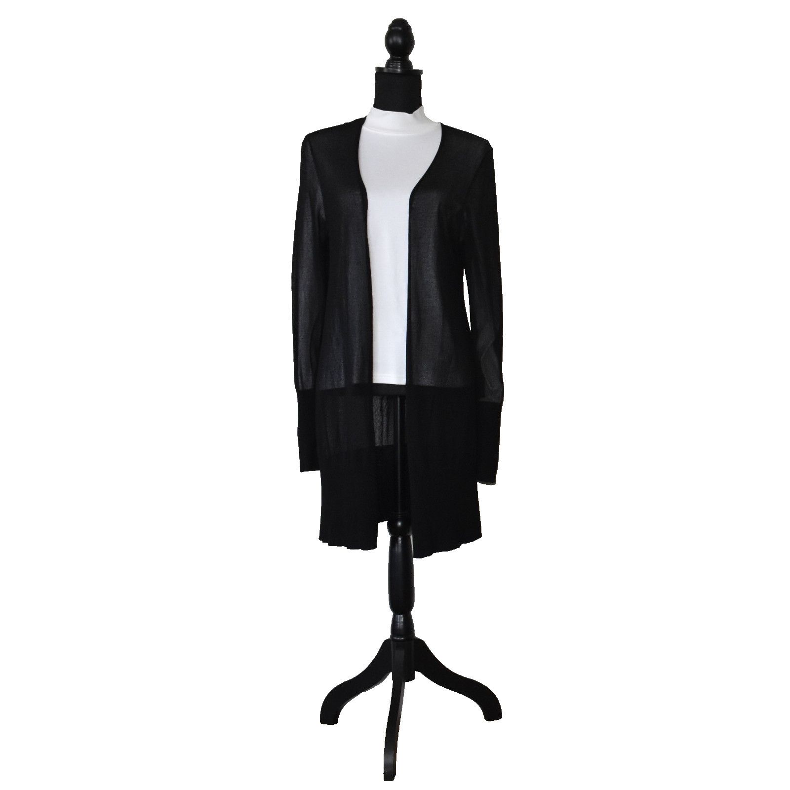 Eileen Fisher EILEEN FISHER Black Viscose Long Open Front Cardigan Size M Size M / US 6-8 / IT 42-44 - 1 Thumbnail